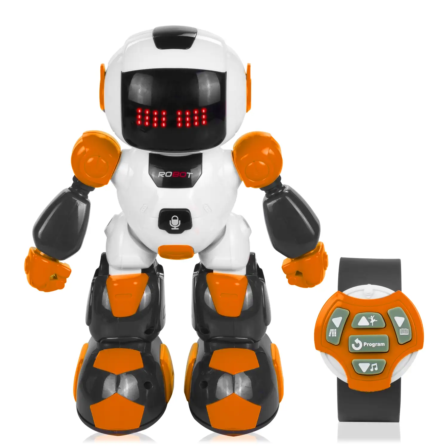 Mini Robot por control remoto. Mando a distancia infrarrojo pulsera. Funciones programables. Modos automáticos: baila, cuenta historias, música.