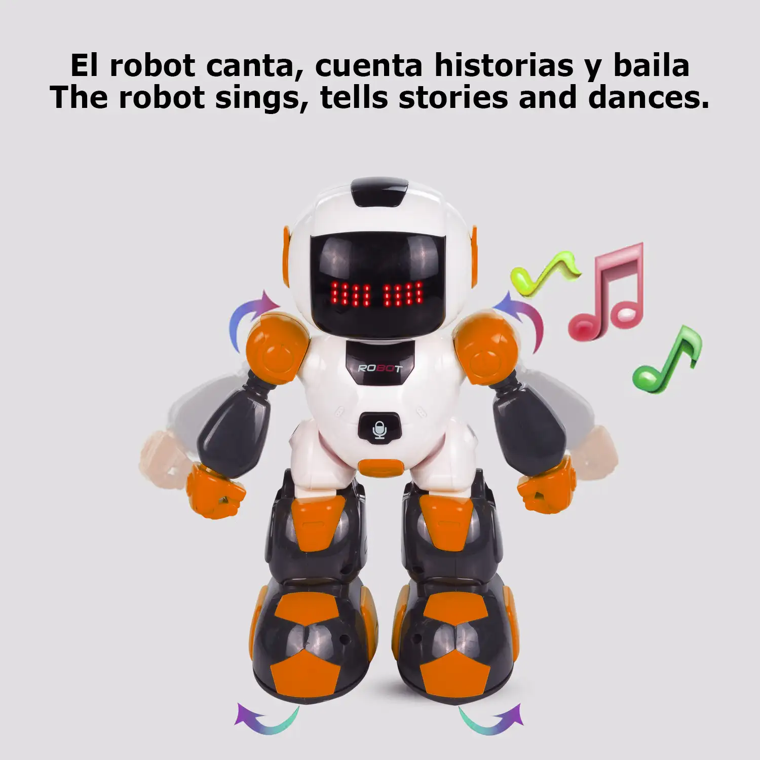 Mini Robot por control remoto. Mando a distancia infrarrojo pulsera. Funciones programables. Modos automáticos: baila, cuenta historias, música.