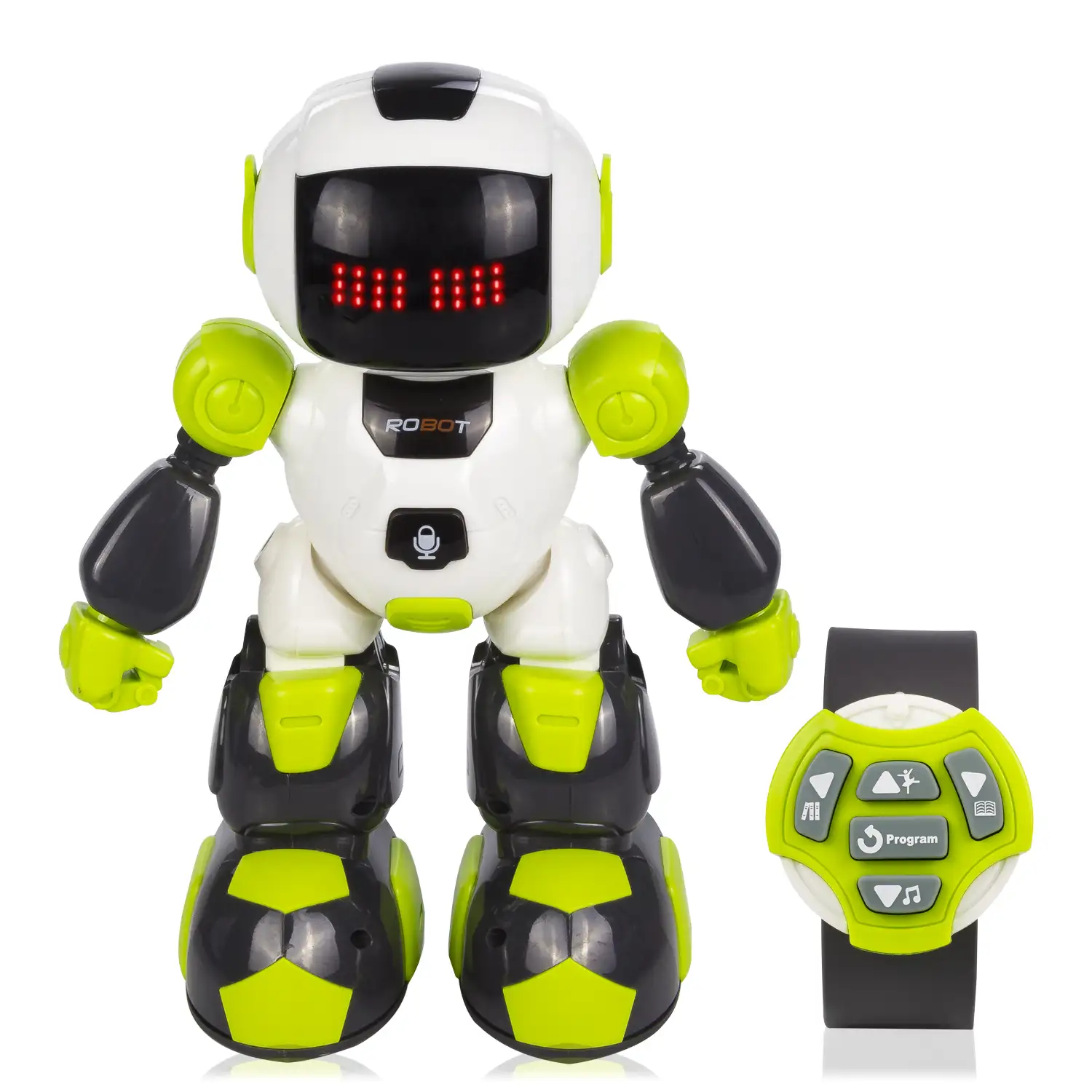 Mini Robot por control remoto. Mando a distancia infrarrojo pulsera. Funciones programables. Modos automáticos: baila, cuenta historias, música.
