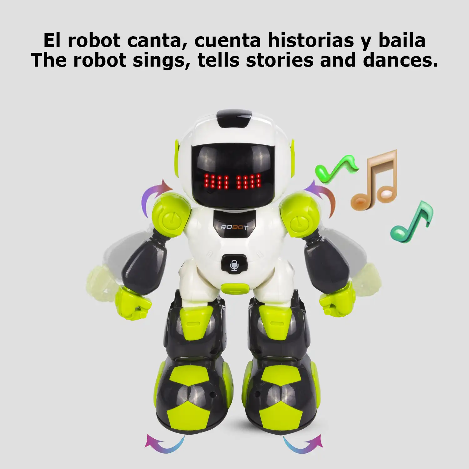 Mini Robot por control remoto. Mando a distancia infrarrojo pulsera. Funciones programables. Modos automáticos: baila, cuenta historias, música.