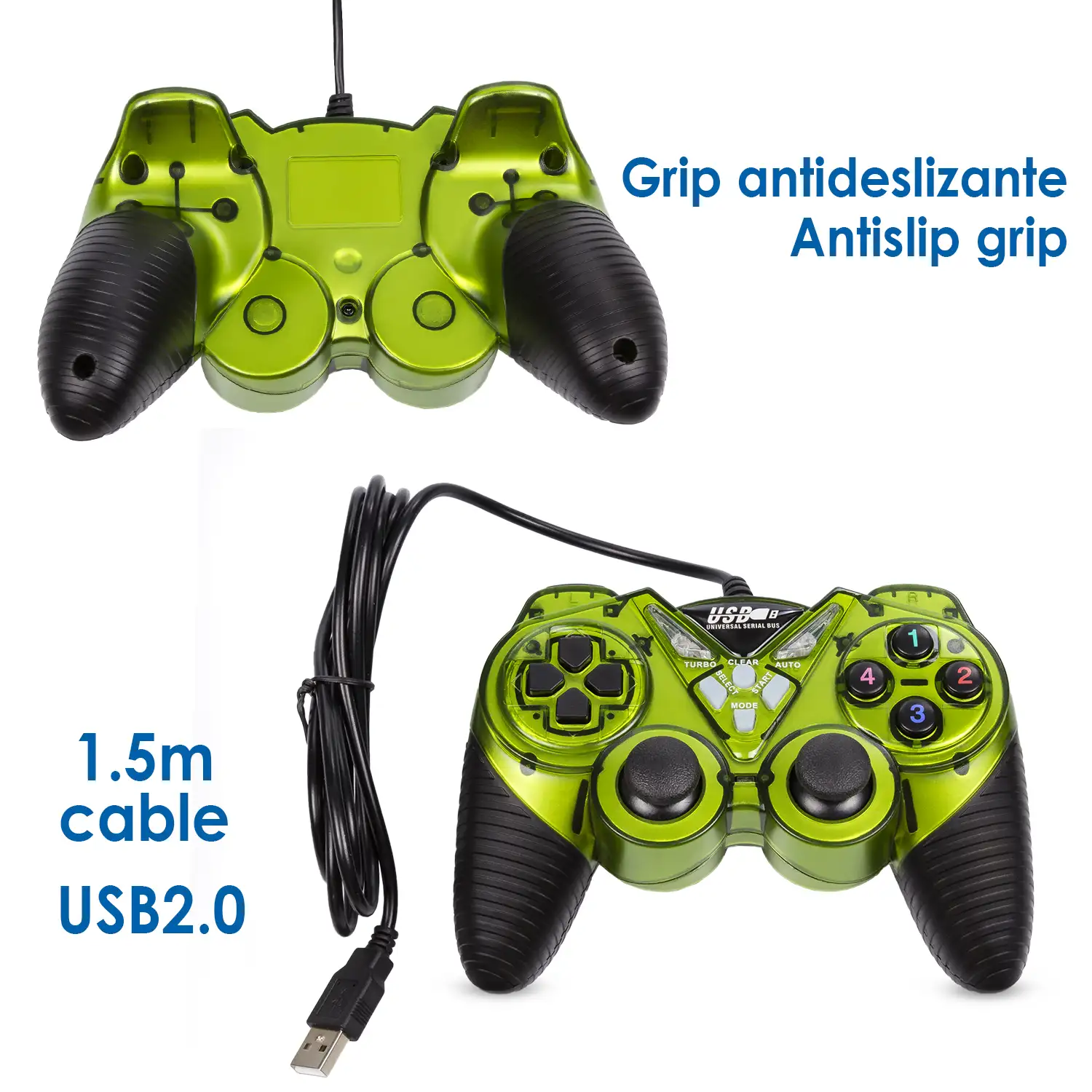 verdad intencional guitarra Mando gaming USB para PC, con cable. 12 botones, joysticks analógicos.