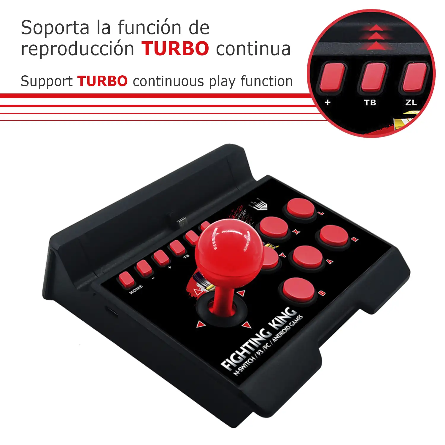 Joystick NS-007 gaming arcade de control para Nintendo Switch, PS3, PC y Android TV.