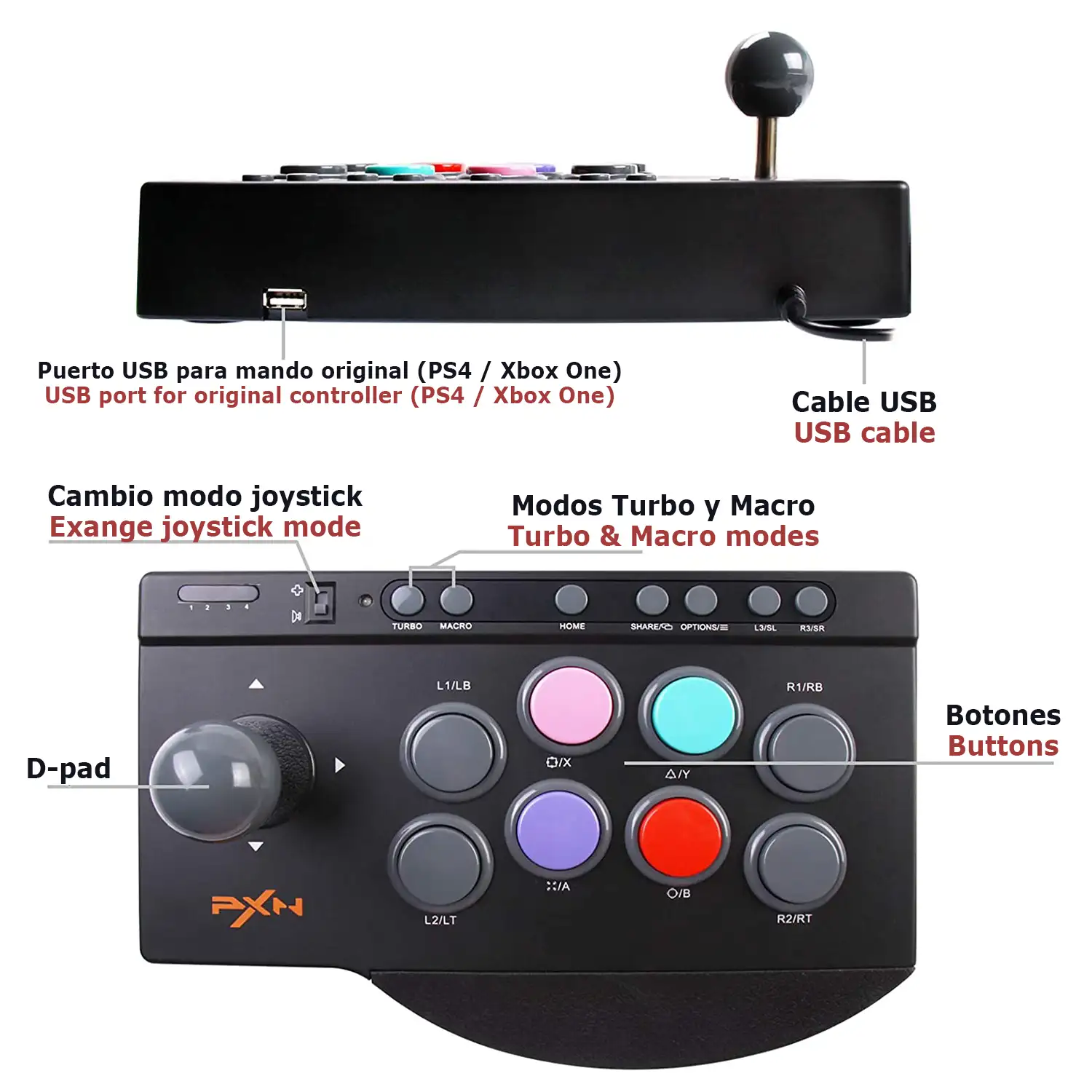 Joystick gaming arcade de control para PS3 / PS4 / Xbox One / PC / Android.