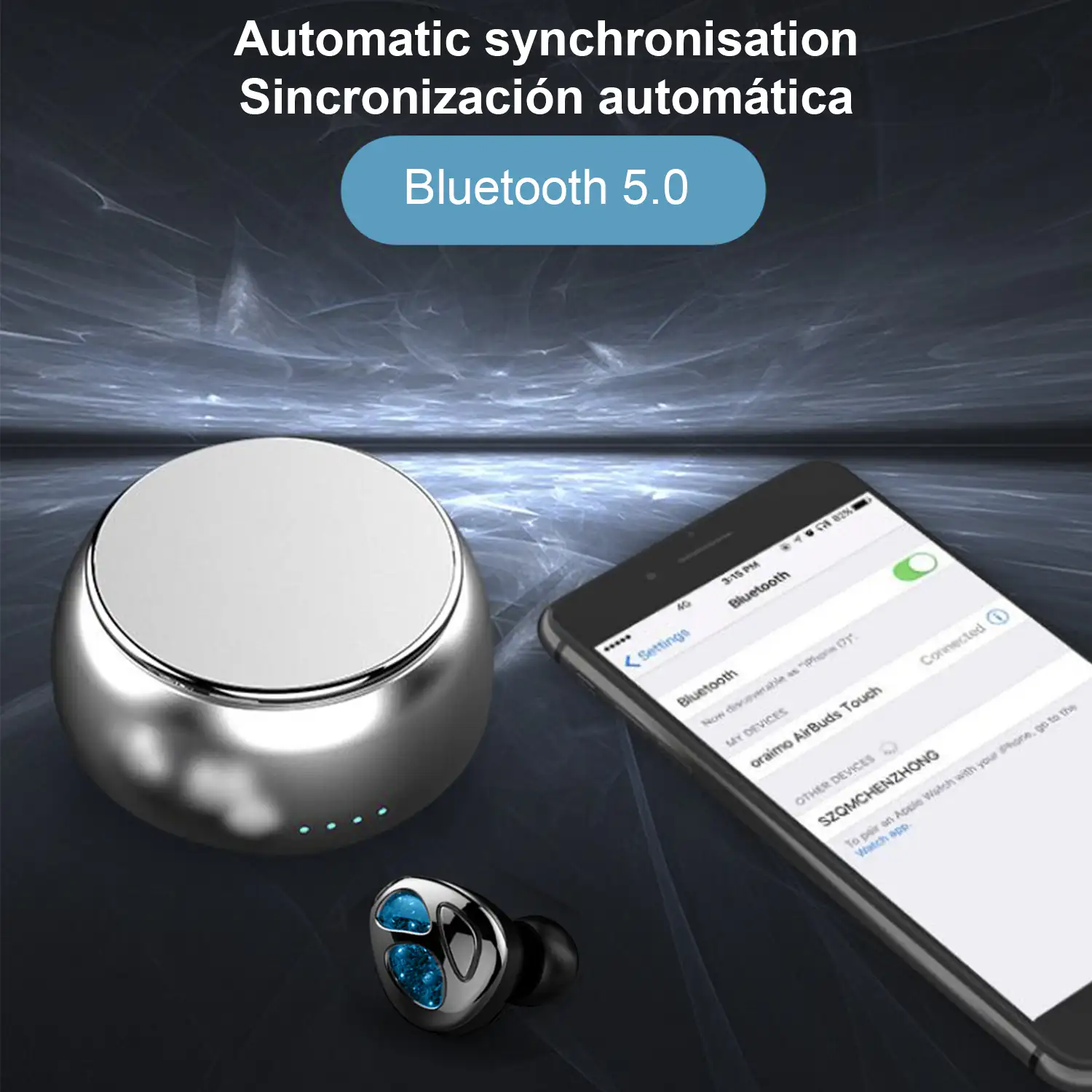 Auriculares TWS D09 Bluetooth 5.0, controles de reproducción. Base de carga 420mAh.