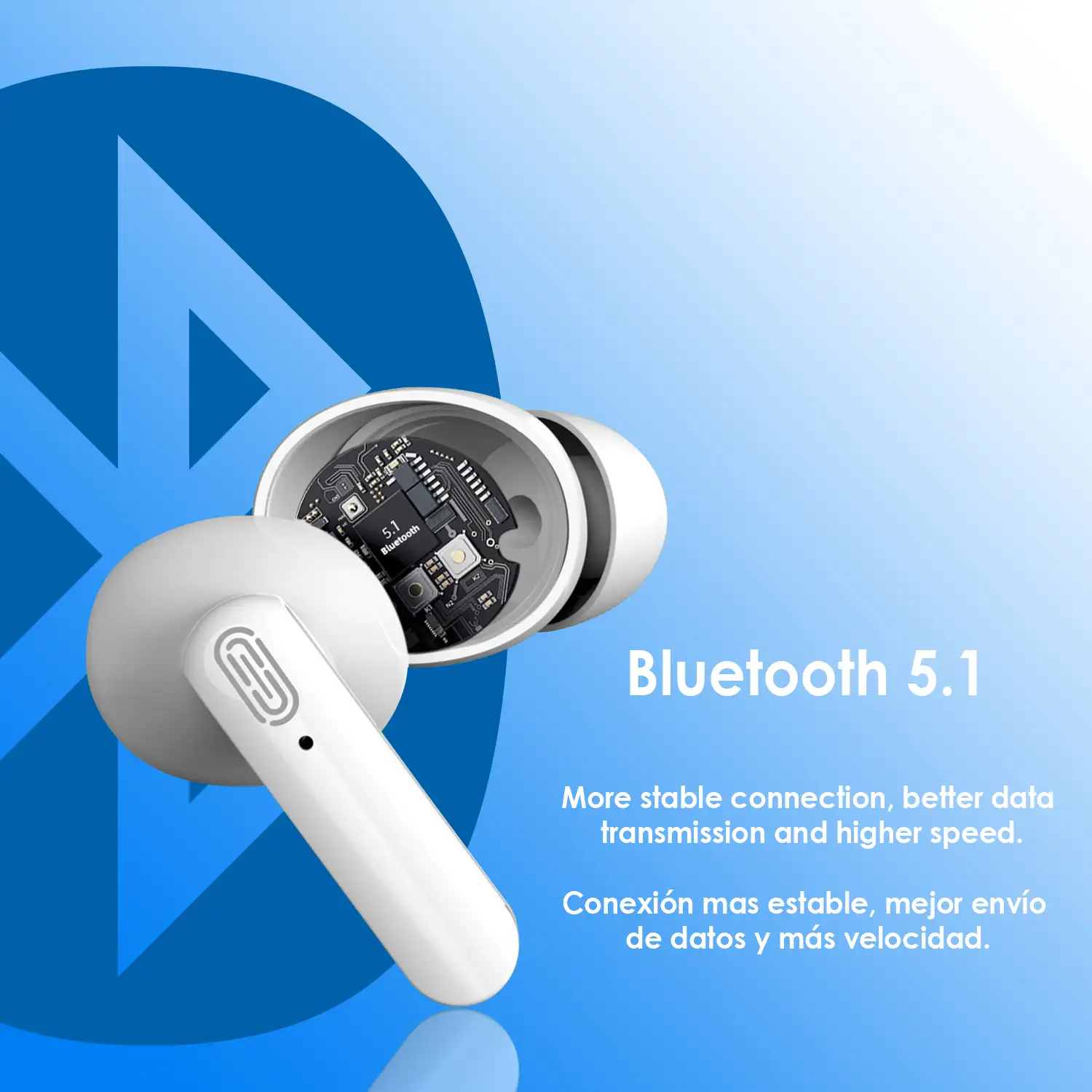 Auriculares TWS Y113 Bluetooth 5.1, controles tátiles, base de carga 200mAh.