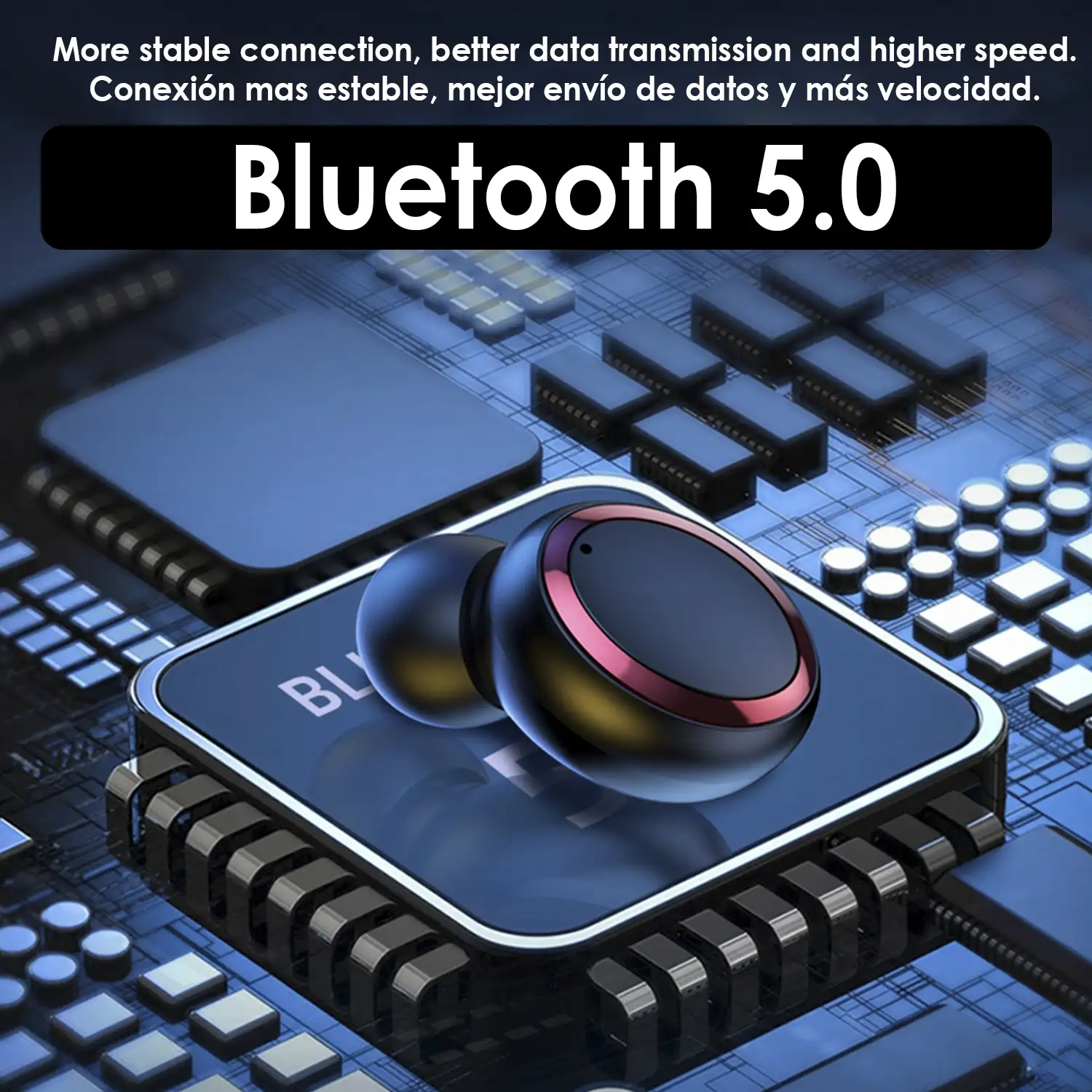 Auriculares TWS F9-281 Electroplate Bluetooth 5.0, control táctil. Base de carga con pantalla led, 2000mAh con función powerbank.