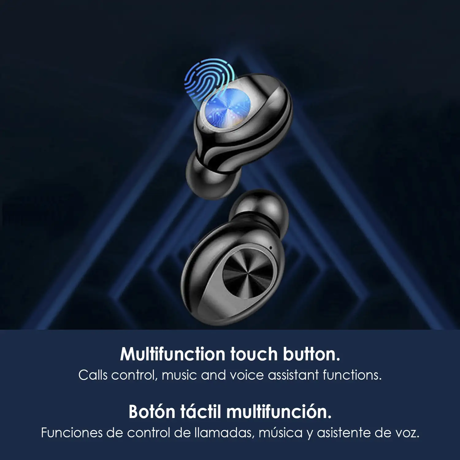 Auriculares TWS BTH-F9-10 Bluetooth 5.0, control táctil. Base de carga con pantalla led, 2000mAh con función powerbank.