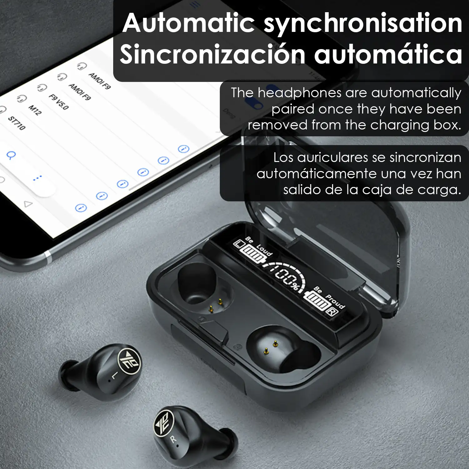 Auriculares TWS M16 Bluetooth 5.1, control táctil. Base de carga con indicador de carga, 2000mAh, función Powerbank.