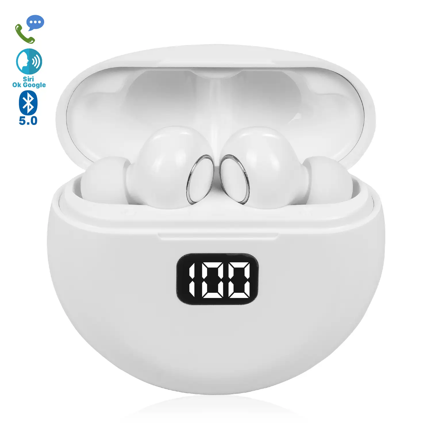 Auriculares TWS TW13 Bluetooth 5.0, táctiles. Base de carga con indicador de carga, 300mAh.