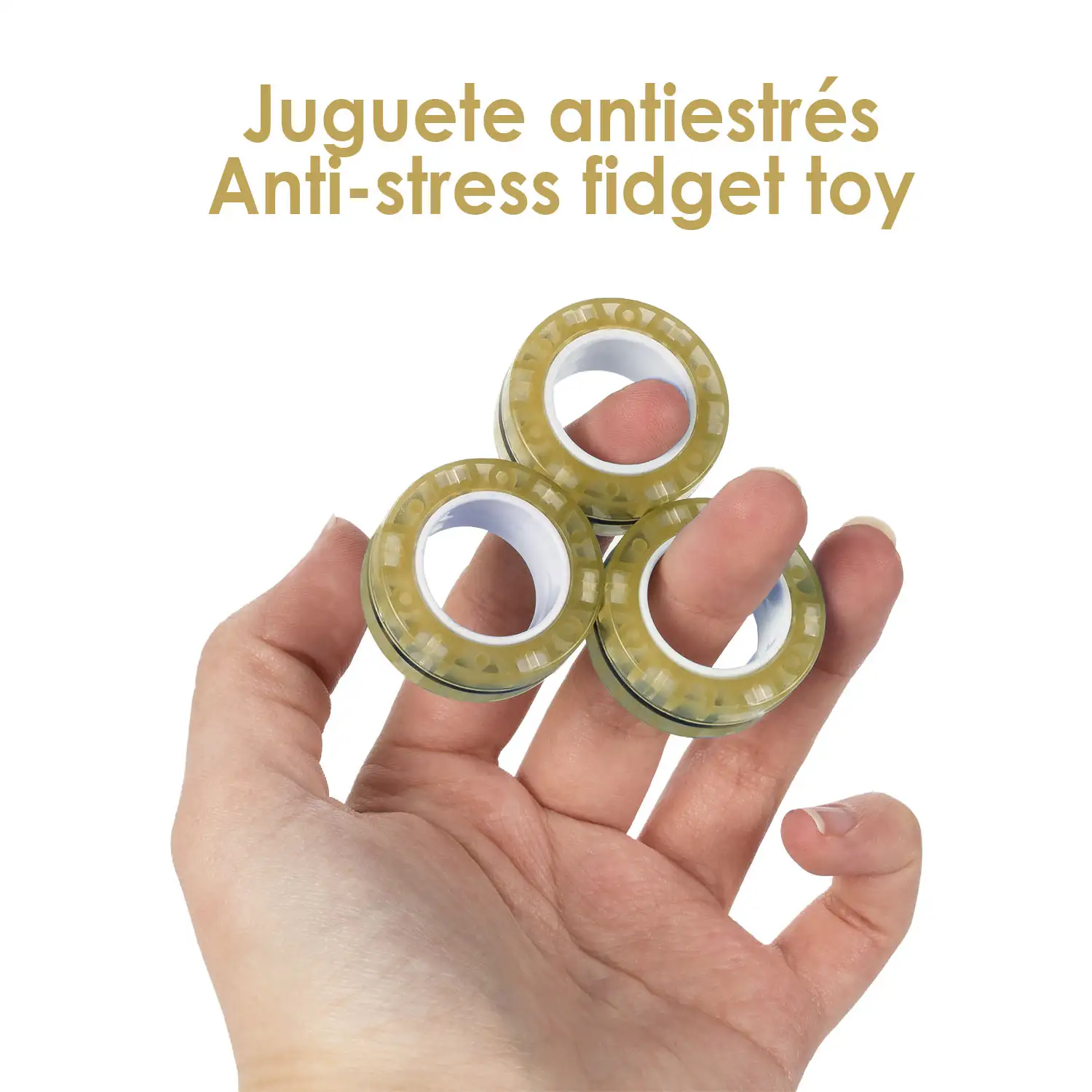 Magnetic Fidget Glow Rings, anillos magnéticos, brillan en la oscuridad. Juguete antiestrés, ansiedad, concentración.