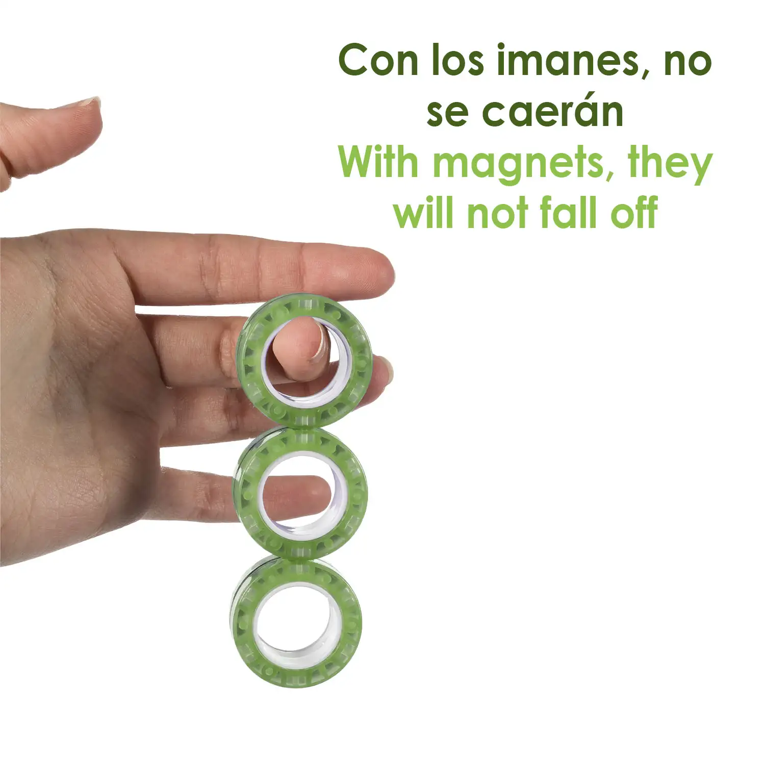 Magnetic Fidget Glow Rings, anillos magnéticos, brillan en la oscuridad. Juguete antiestrés, ansiedad, concentración.