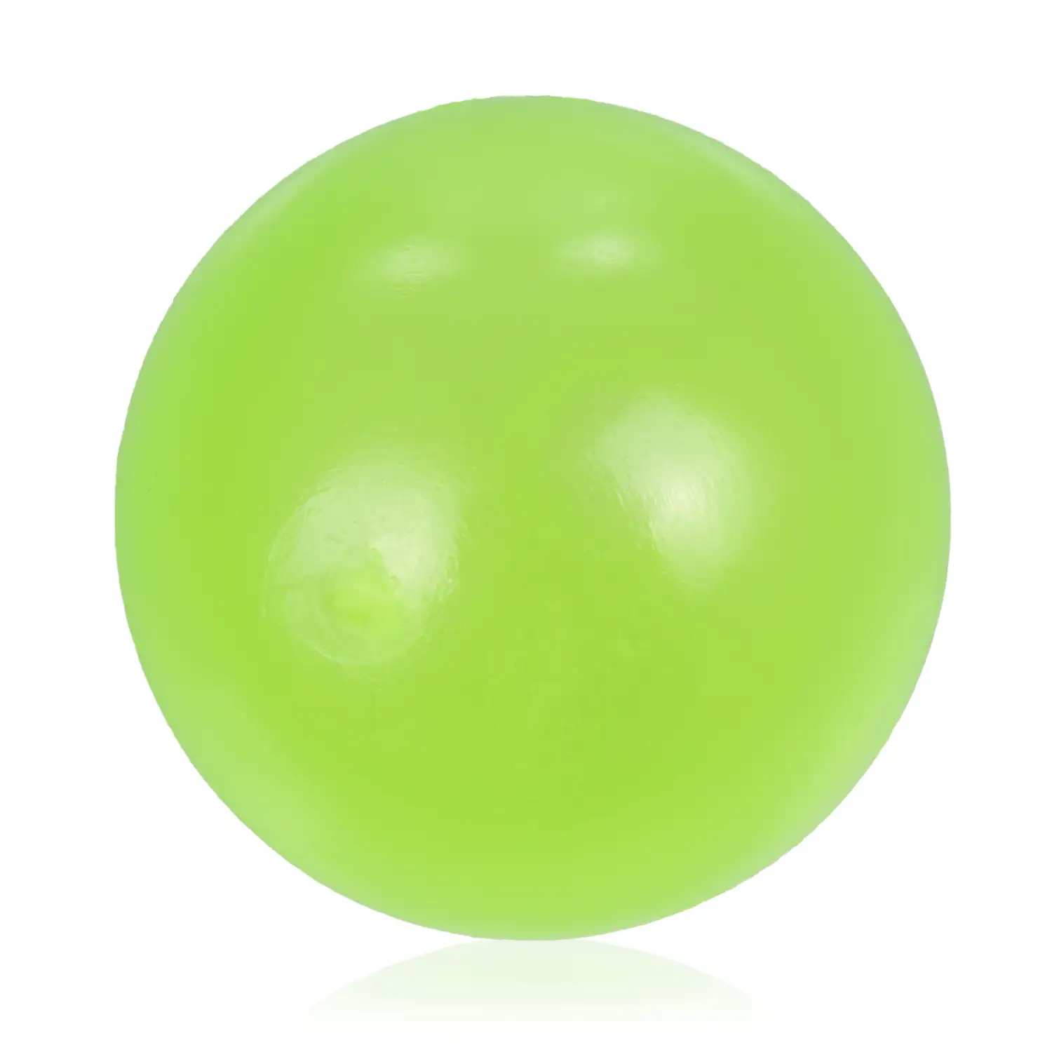 Bola de silicona antiestrés de 5,5cm, brilla en la oscuridad. Bola blanda para apretar y estrujar. Pegajosa, se pega en techo y paredes durante unos segundos.