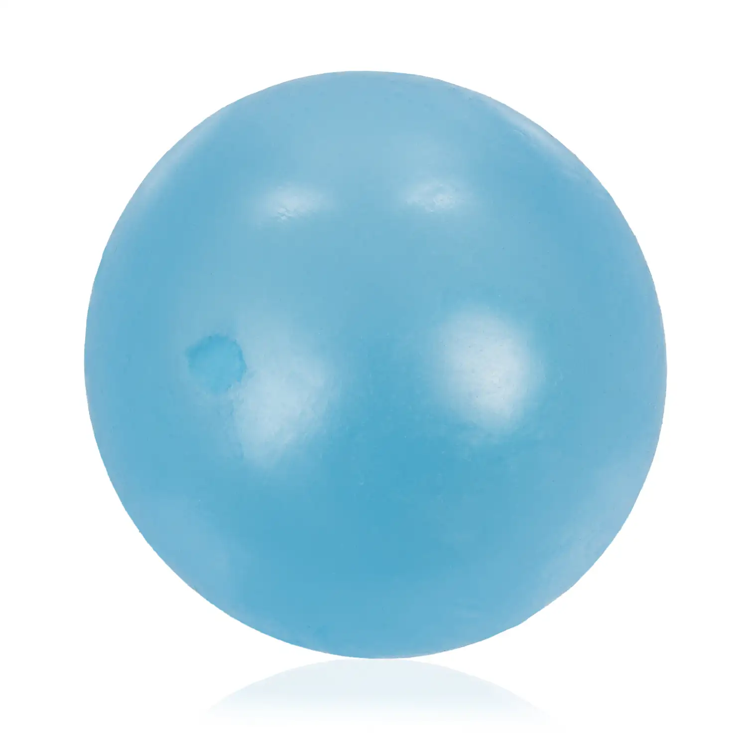 Bola de silicona antiestrés de 5,5cm, brilla en la oscuridad. Bola blanda para apretar y estrujar. Pegajosa, se pega en techo y paredes durante unos segundos.