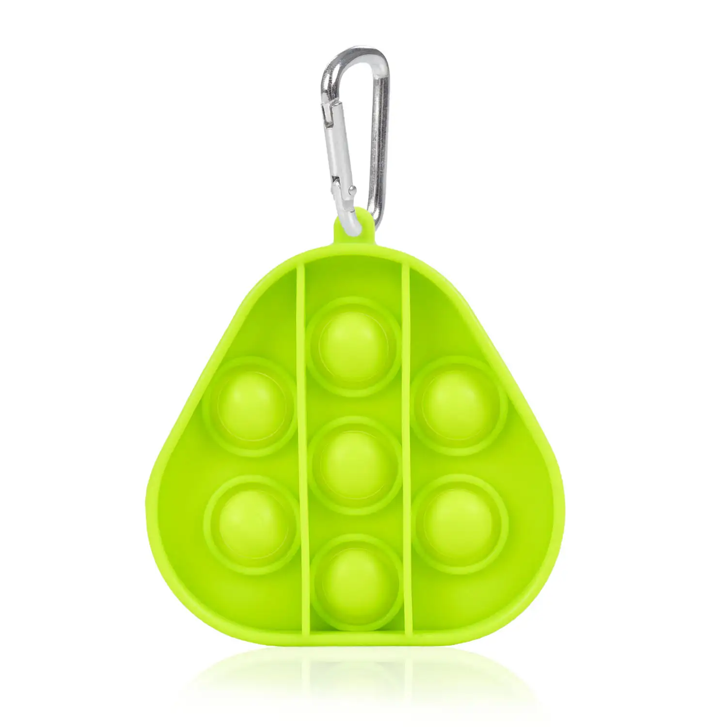 Mini Bubble Pop It juguete sensitivo desestresante, burbujas de silicona para apretar y pulsar. Diseño triángulo con llavero.