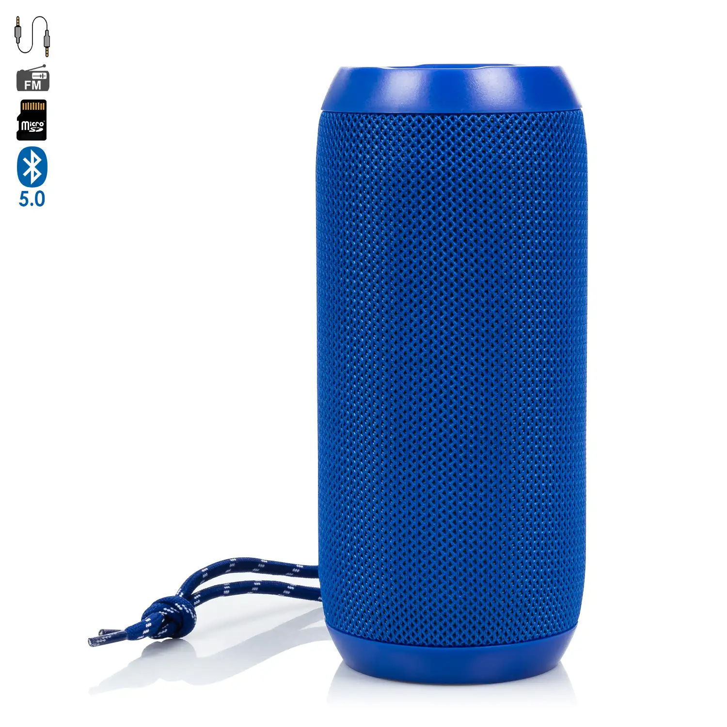 Altavoz bluetooth portátil azul, cargador micro USB