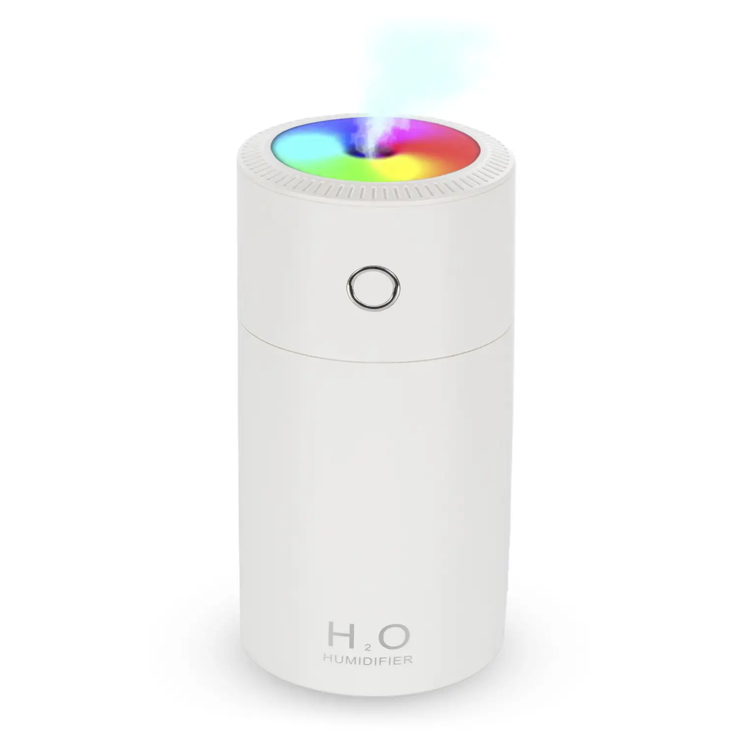 Humidificador de 310 ml con luz led ambiental multicolor. Función esterilización, compatible con hidroalcohol.