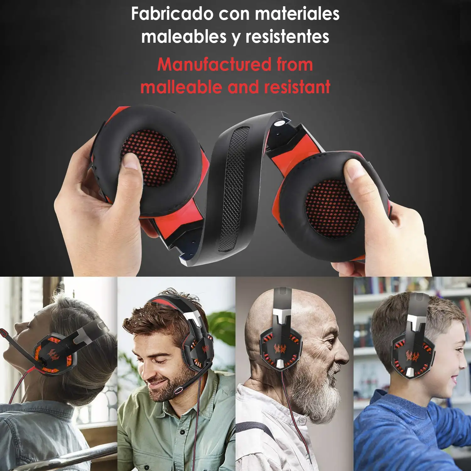 Headset Kotion Each G2000. Auriculares gaming con micro, conexión minijack y luces LED. Portátil, PS4, Xbox One, móvil, tablet