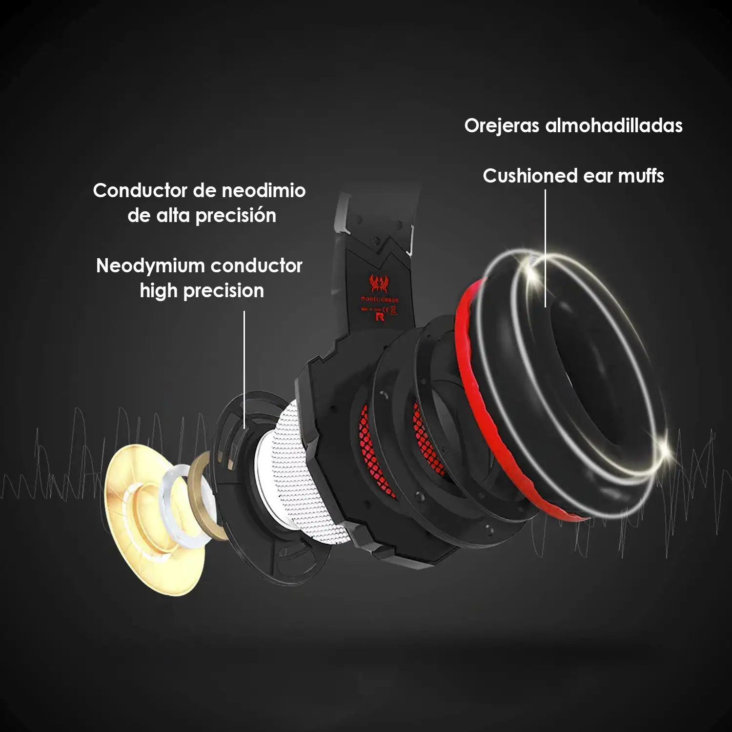 Headset Kotion Each G2000. Auriculares gaming con micro, conexión minijack y luces LED. Portátil, PS4, Xbox One, móvil, tablet