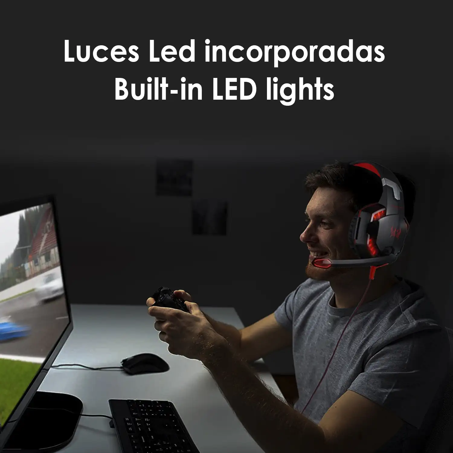 Headset SY830MV con luces led. Auriculares gaming con micro, conexión  minijack para PC, portátil, PS4, Xbox