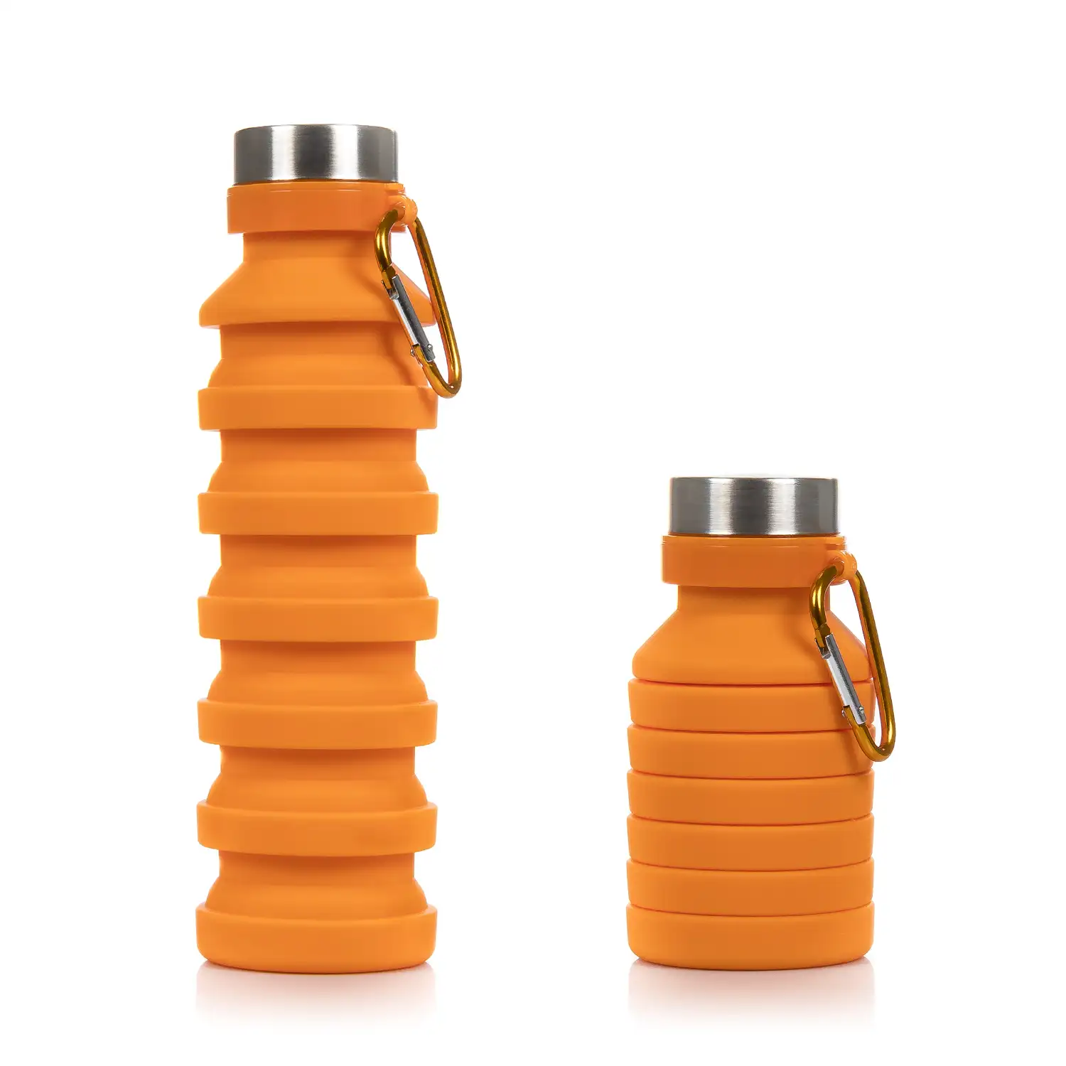 Botellas de agua plegables, botella deportiva plegable a prueba de fugas de  550 ML, botella de silicona sin BPA, botella reutilizable para viajes,  camping, ciclismo, escalada con mosquetón Vhermosa LKX-0356