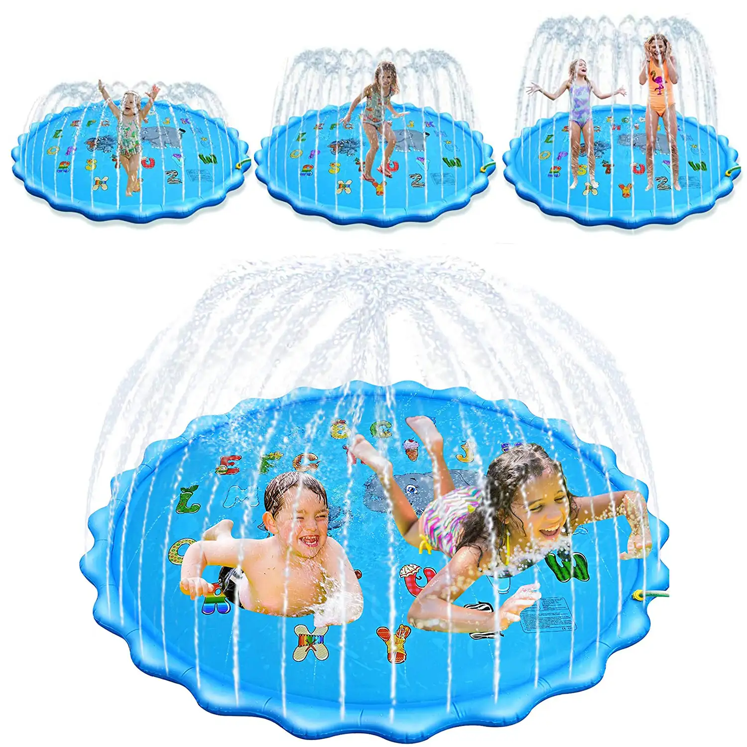Splash Pad. Juguete inflable con aspersor de agua para jugar. 200cm de diámetro. Diseño animalitos y abecedario.