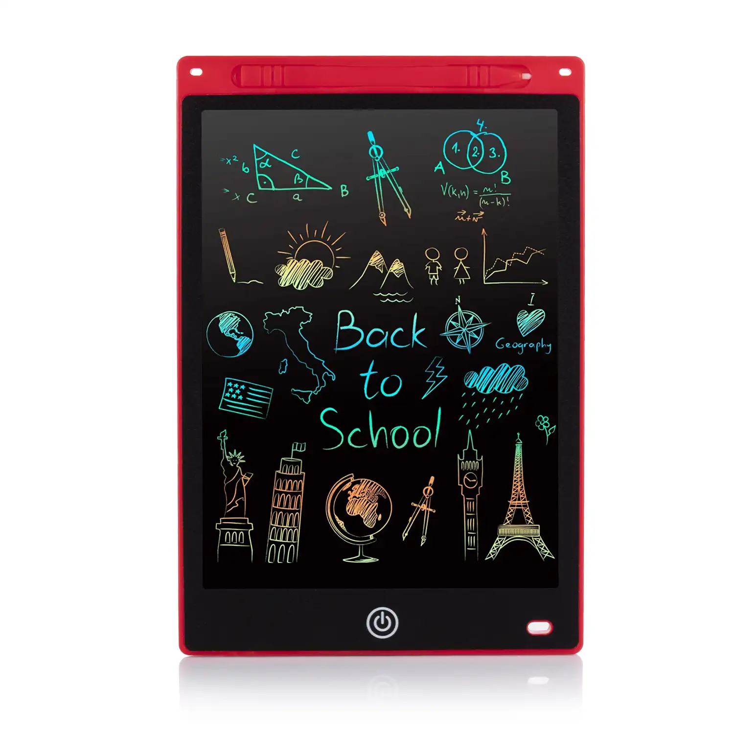 Tableta LCD portátil de dibujo y escritura de 10 pulgadas, con fondo multicolor.