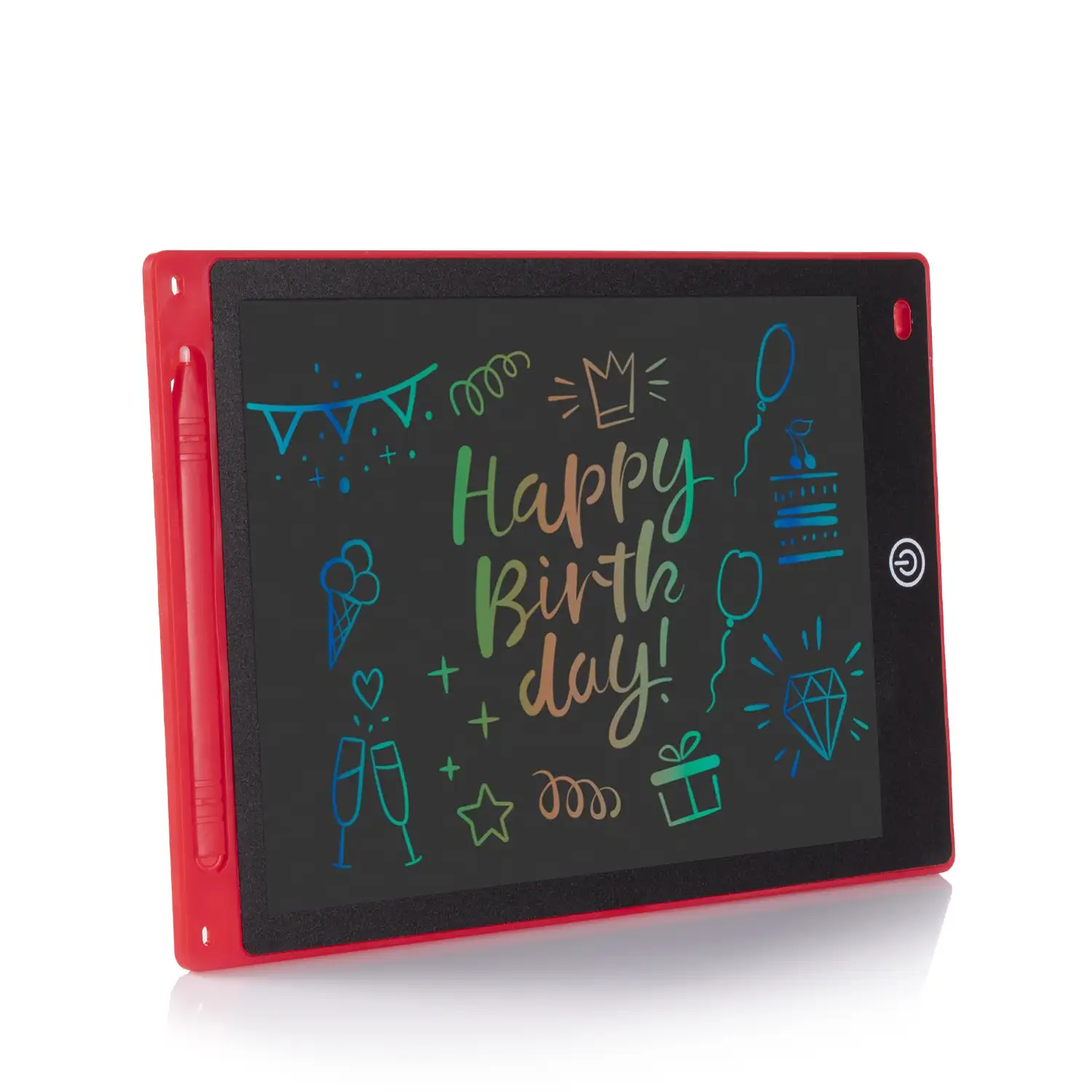 Tableta LCD portátil de dibujo y escritura de 10 pulgadas, con fondo multicolor.