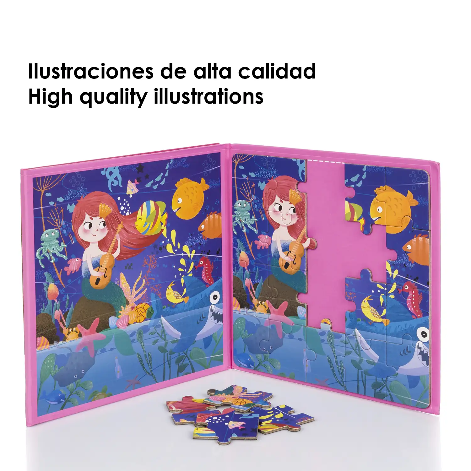 Puzle diseño Un Cuento de Hadas de 40 piezas magnético. Formato tipo libro, 2 puzzles de 20 piezas en 1.