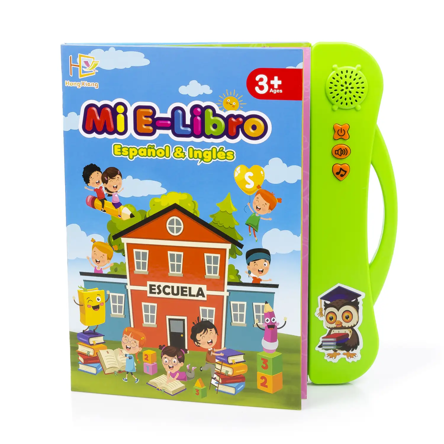 Mi E-Libro, libro electrónico educativo con sonidos, bilingüe en español e inglés.