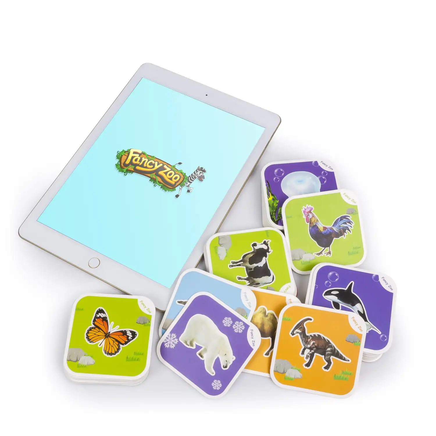 Fancy Zoo. Cartas educativas de animales de realidad aumentada. Observa y aprende con animales en 3D. Aplicación para Android e iOS.