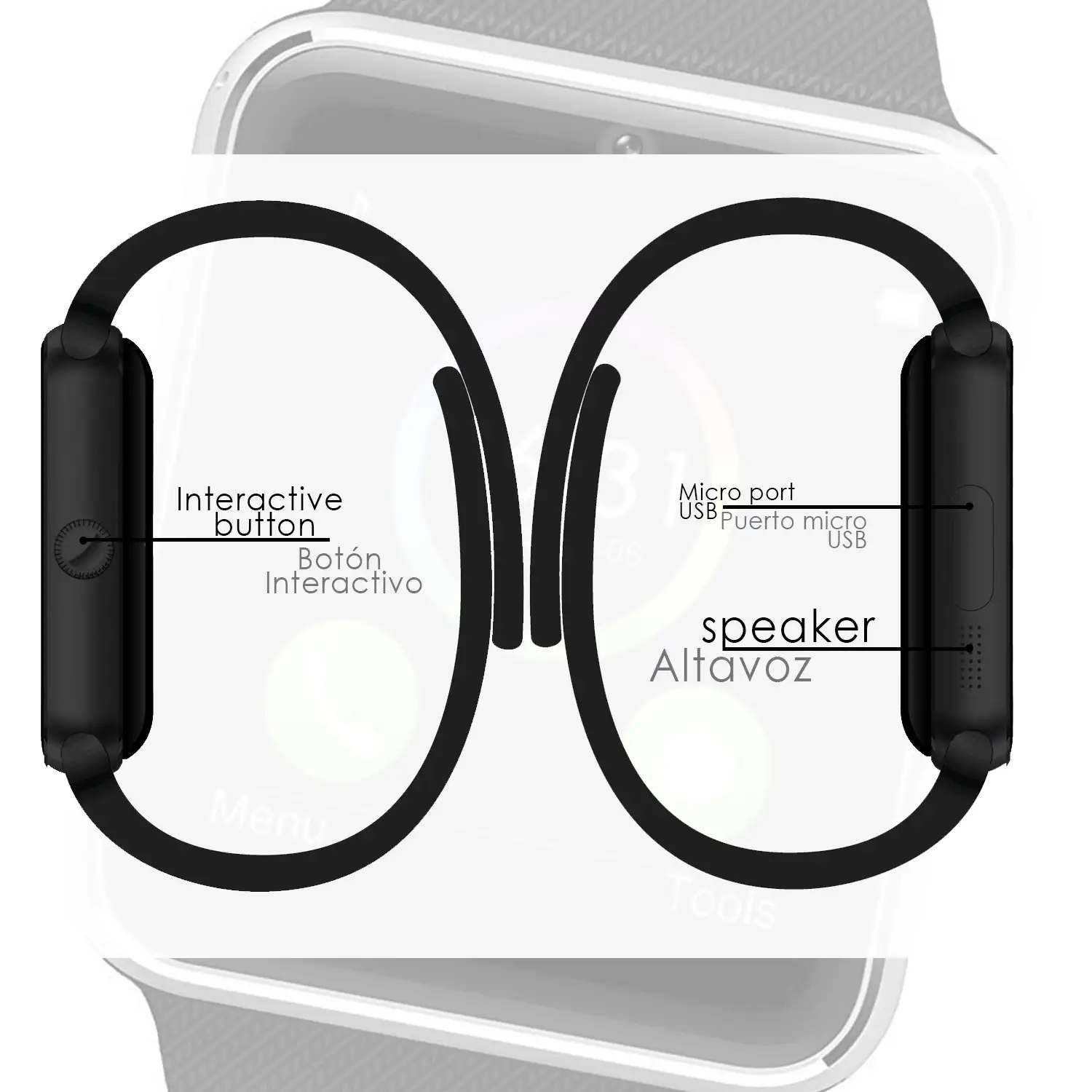 Smartwatch GT08+ con cámara, lector de Micro SD y SIM. Notificaciones para Android.