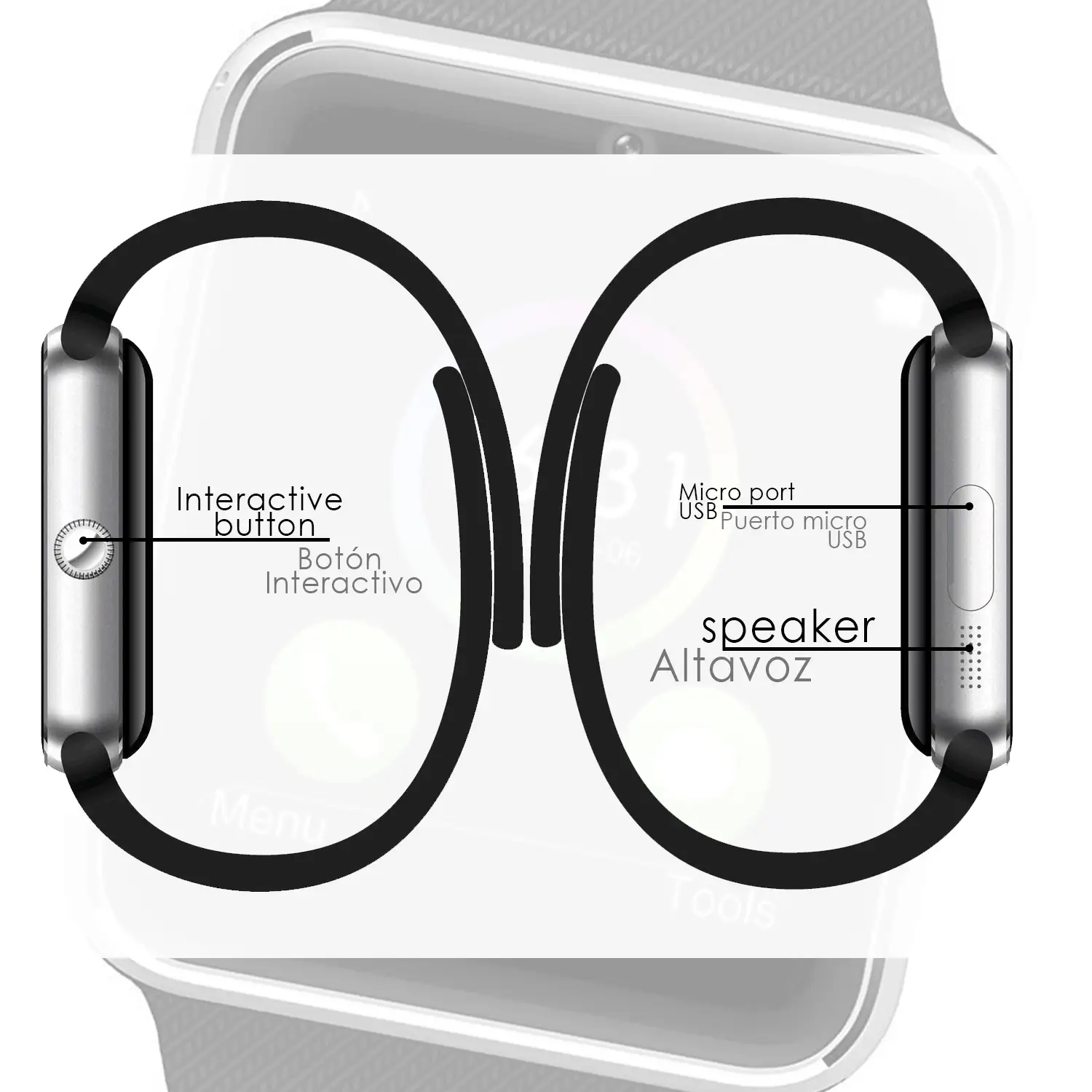 Smartwatch GT08+ con cámara, lector de Micro SD y SIM. Notificaciones para Android.