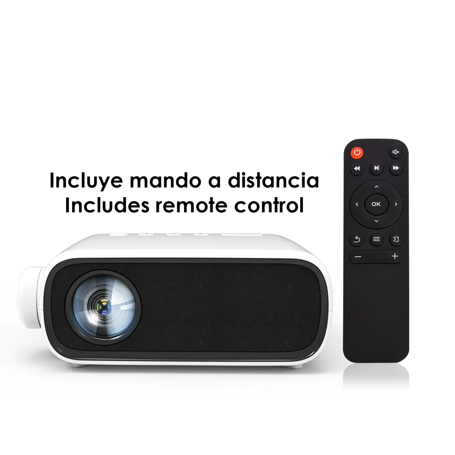 Mini video proyector YG280 LED 800 lúmenes. Soporta resolución HD1080. De 24 a 80 pulgadas. Incluye mando a distancia.