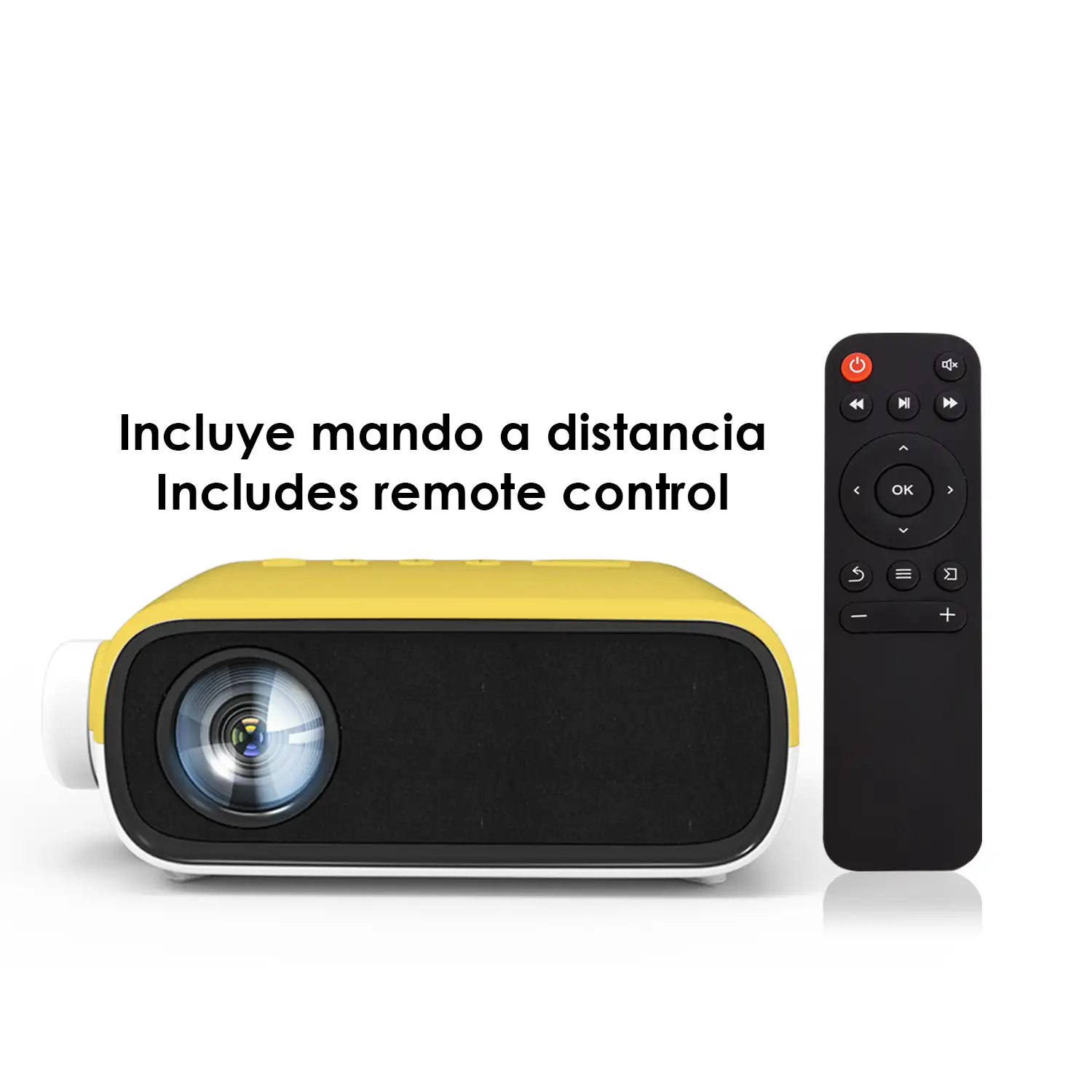 Mini video proyector YG280 LED 800 lúmenes. Soporta resolución HD1080. De 24 a 80 pulgadas. Incluye mando a distancia.