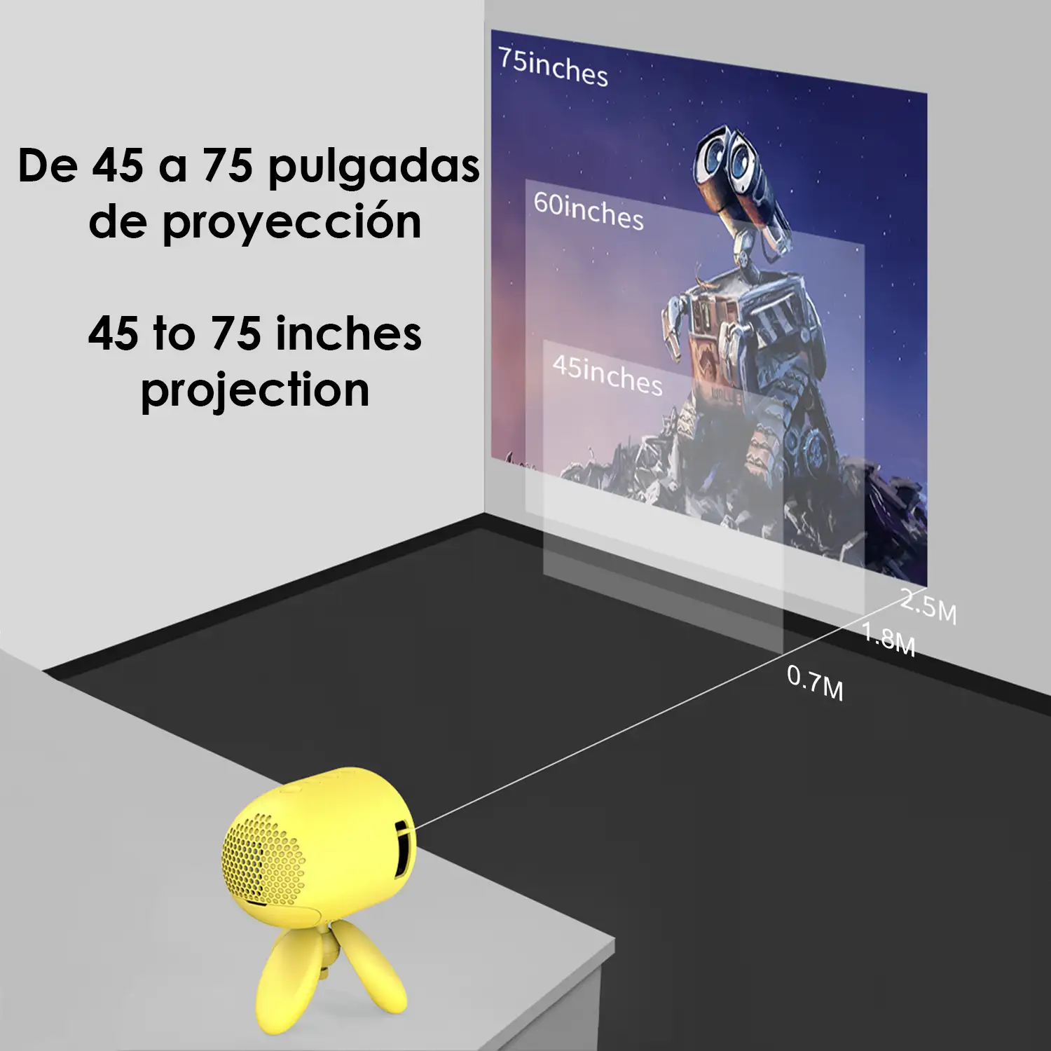 Mini video proyector YG220 LED, con trípode y mando a distancia. Soporta resolución HD1080.