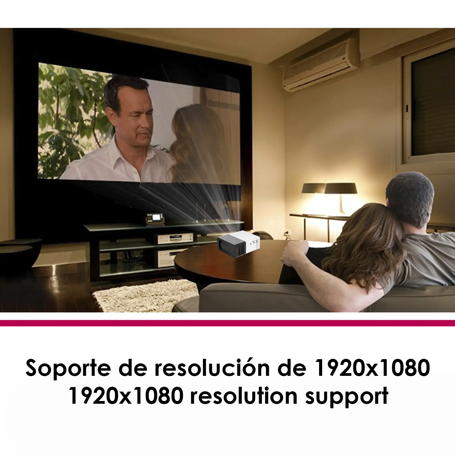 Mini video proyector YG300 LED 600 lúmenes, de 24 a 60 pulgadas. Portátil, con batería recargable. Soporta resolución HD1080P.