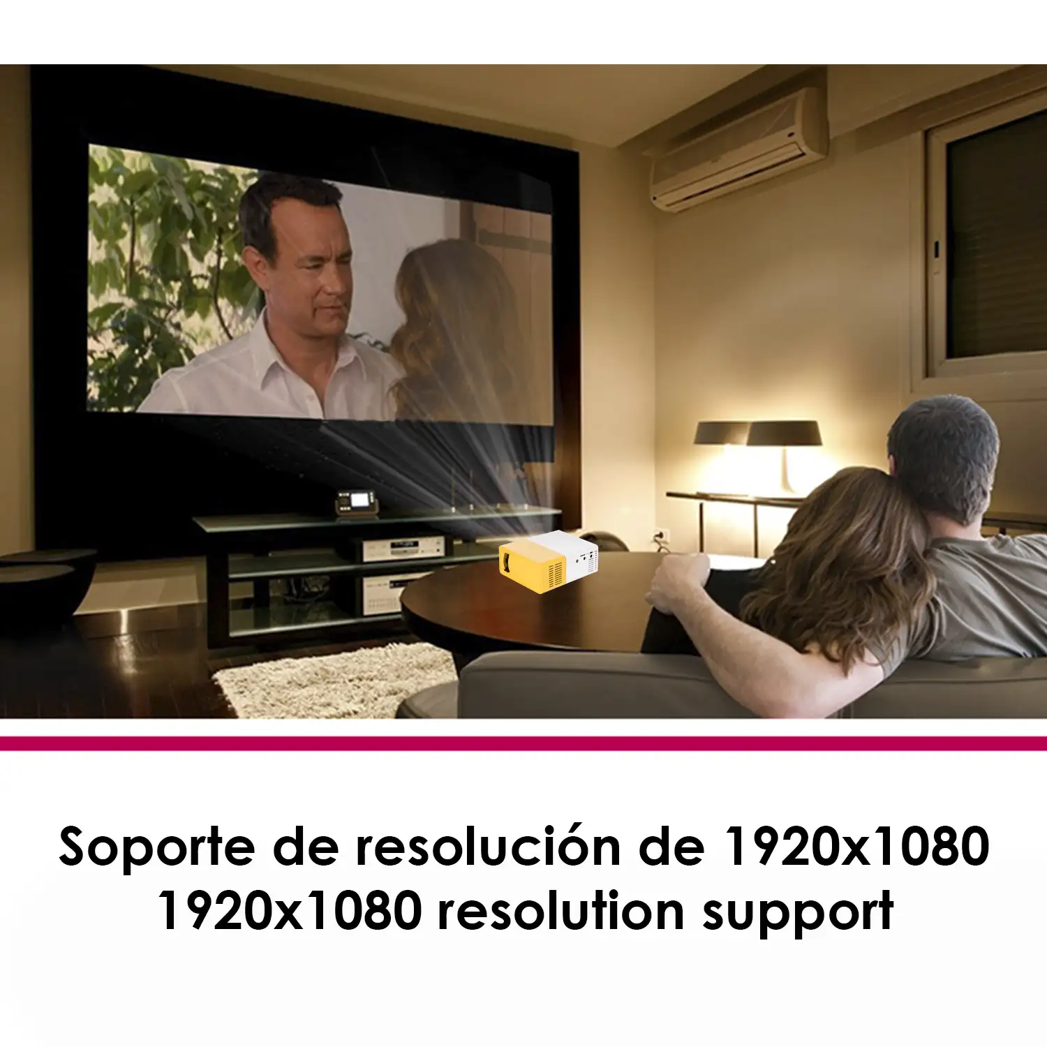 Mini video proyector YG300 LED 600 lúmenes, de 24 a 60 pulgadas. Portátil, con batería recargable. Soporta resolución HD1080P.