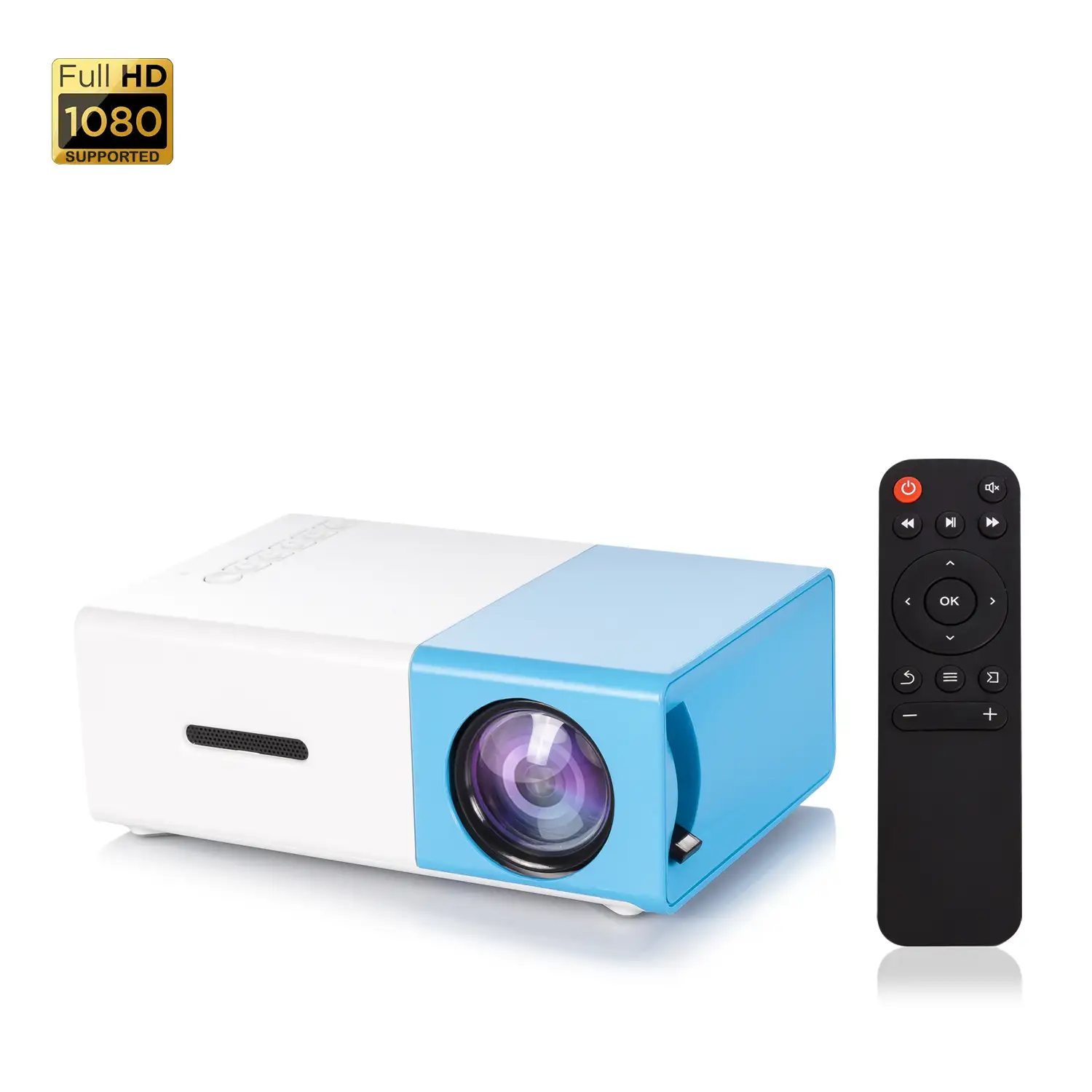 Mini video proyector YG300 LED 600 lúmenes, de 24 a 60 pulgadas. Portátil, con batería recargable. Soporta resolución HD1080P.