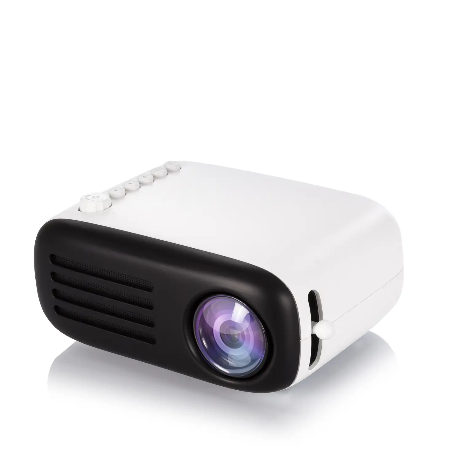 Mini video proyector YG200 LED 600 lúmenes, contraste 800:1. De 24 a 60 pulgadas. Soporta resolución HD1080P. Mando a distancia.