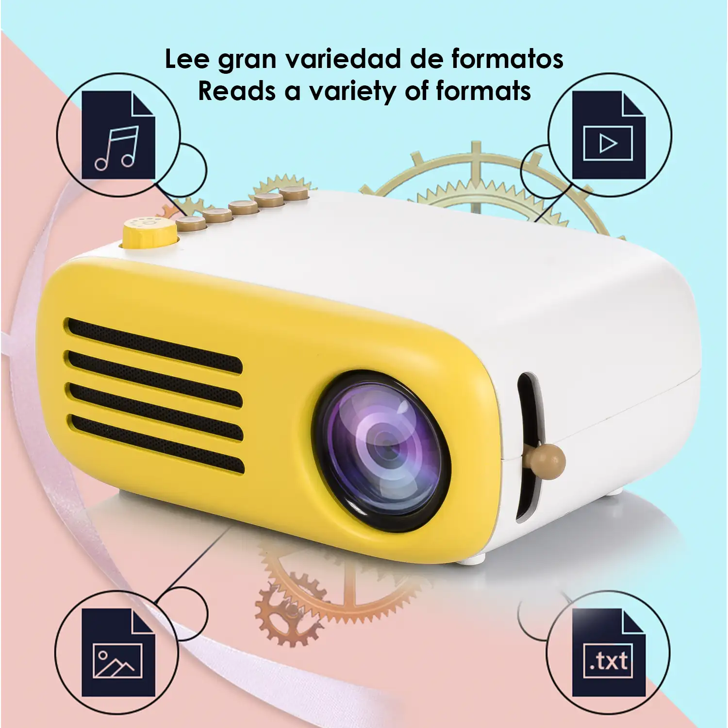 Mini video proyector YG300 LED 600 lúmenes, de 24 a 60 pulgadas. Portátil,  con batería recargable. Soporta resolución HD1080P.