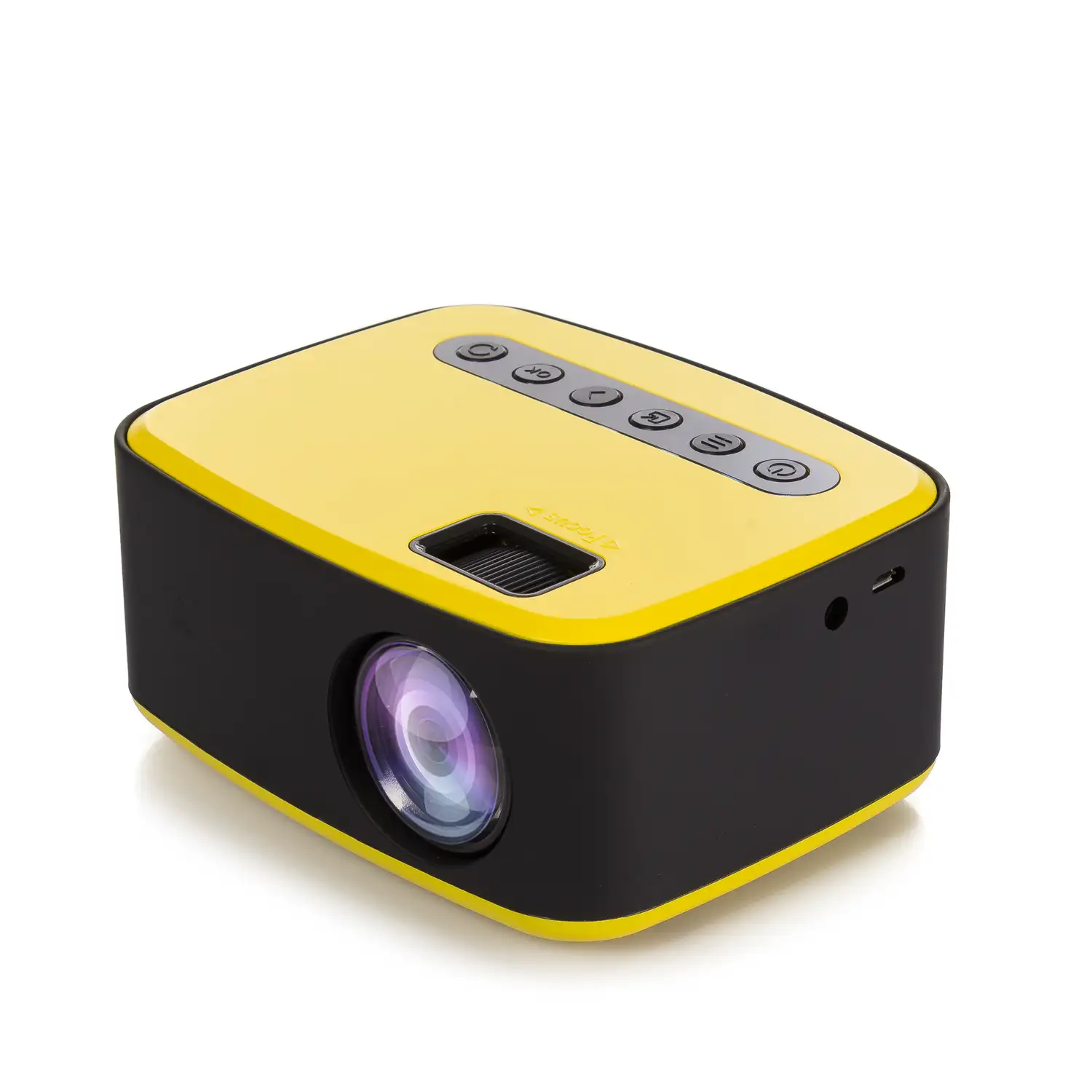 Mini video proyector T20 LED 600 lúmenes, contraste 800:1. De 16 a 100 pulgadas. Soporta resolución HD1080P. Mando a distancia.