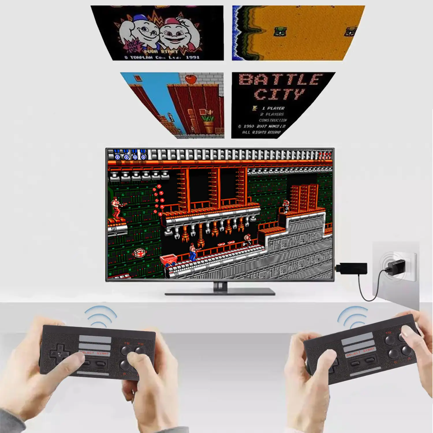 Consola de videojuegos retro Full HD1080P, con 2 mandos inalámbricos. Incluye 620 juegos clásicos de 8 bits.