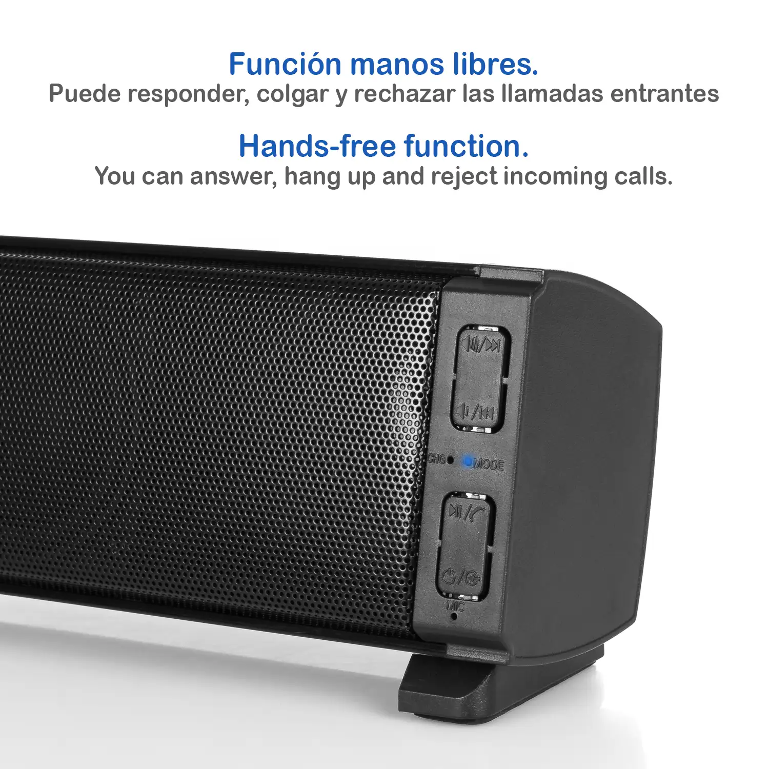 Barra de sonido estéreo Bluetooth 5.0 con mando a distancia. Batería de 2000mAh.