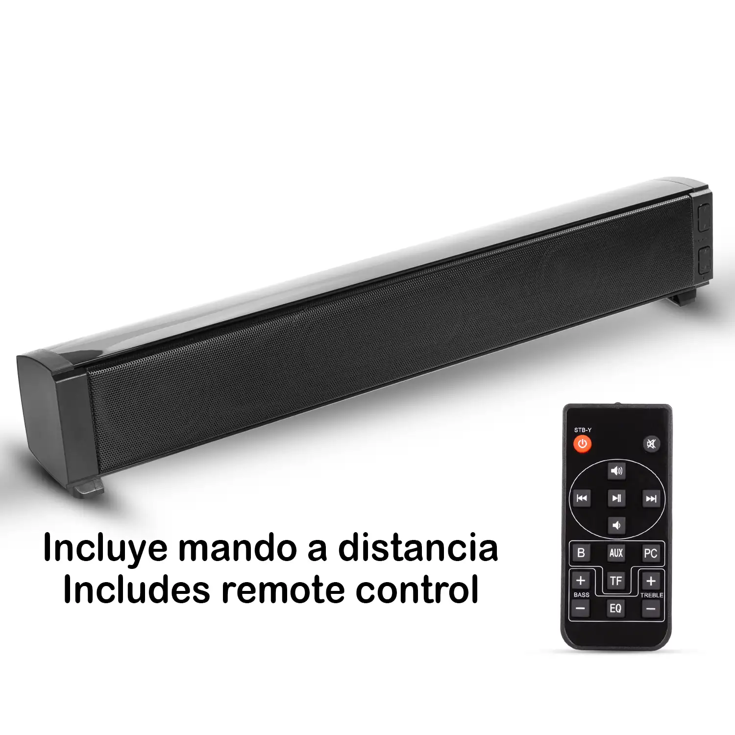 Barra de sonido estéreo Bluetooth 5.0 con mando a distancia. Batería de 2000mAh.