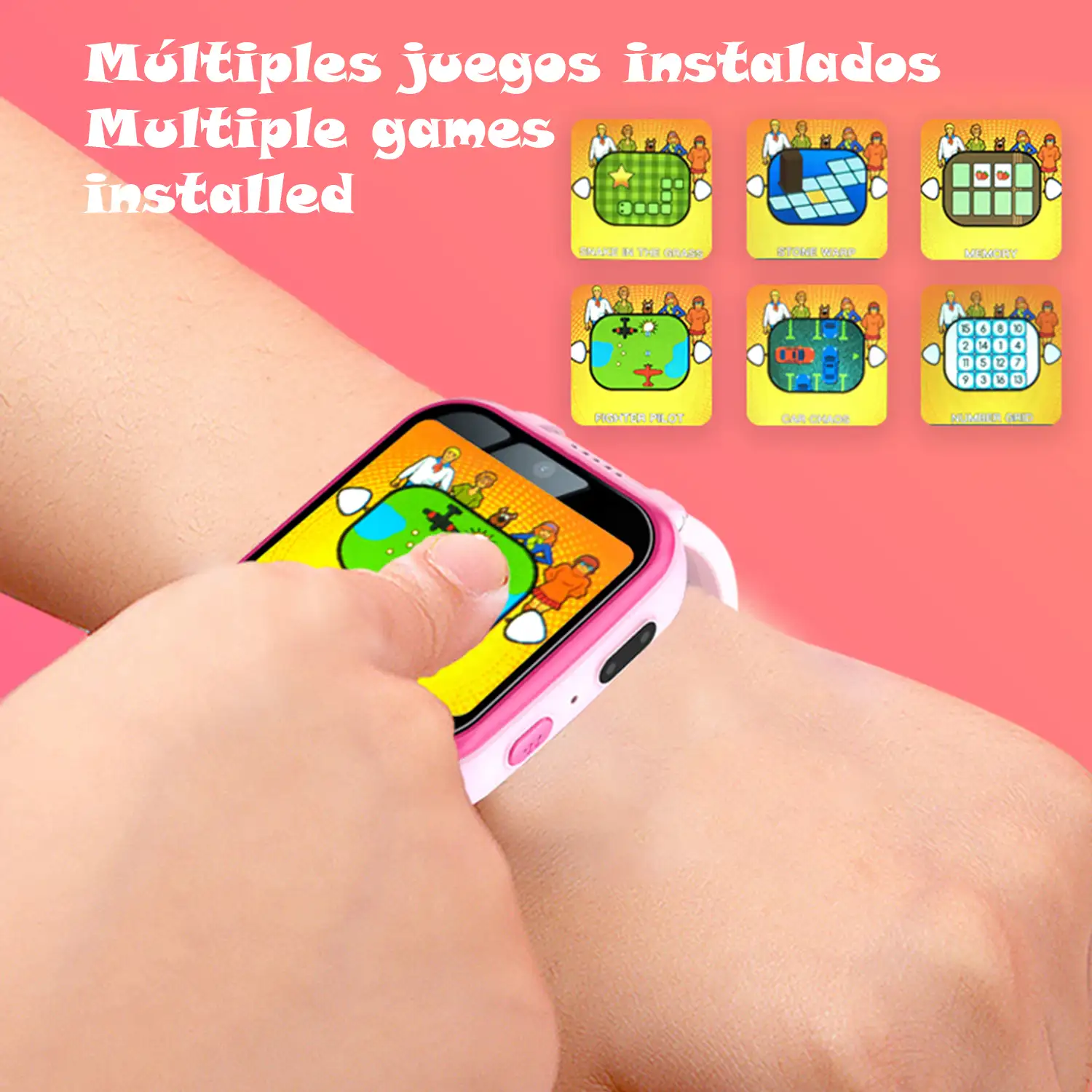 Smartwatch infantil Y90 con cámara de fotos y video, 6 juegos, grabadora de voz y reproductor de música.