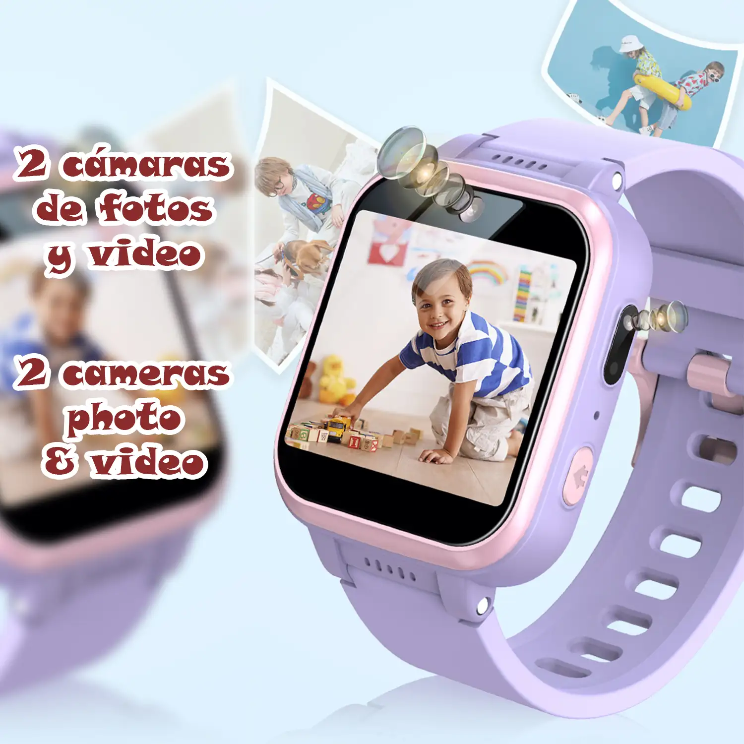 Smartwatch infantil Y90 con cámara de fotos y video, 6 juegos, grabadora de voz y reproductor de música.