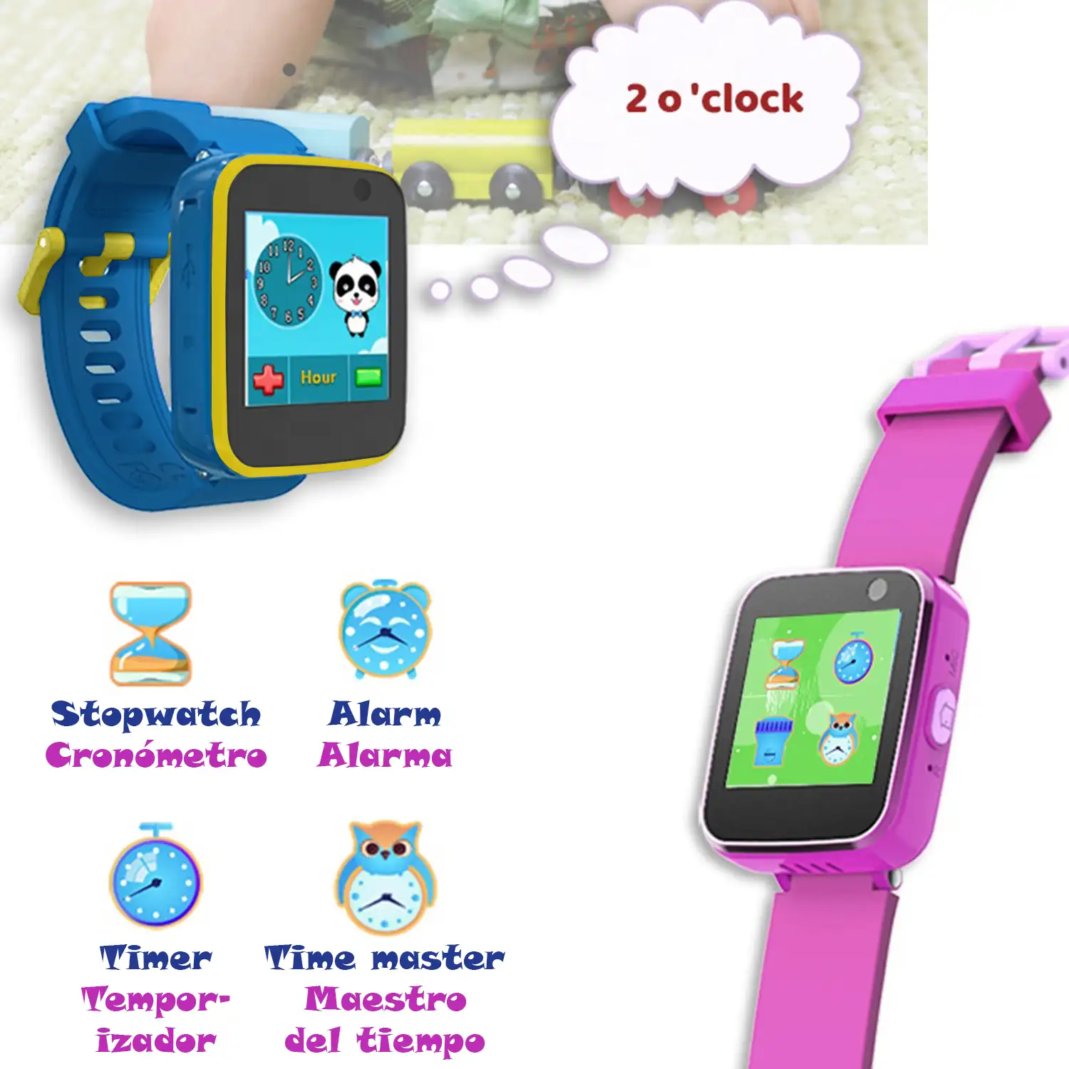 Smartwatch infantil CT5 con cámara de fotos, 5 juegos, grabadora de voz y reproductor de música.