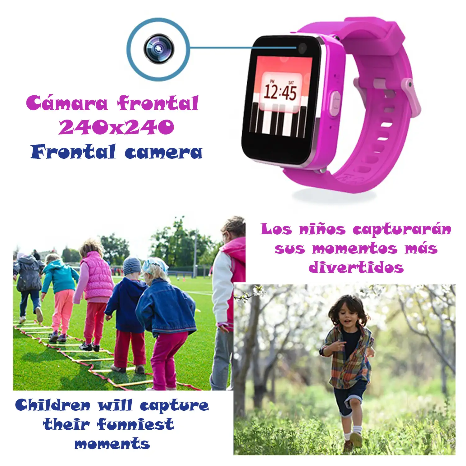 Smartwatch infantil CT5 con cámara de fotos, 5 juegos, grabadora de voz y reproductor de música.