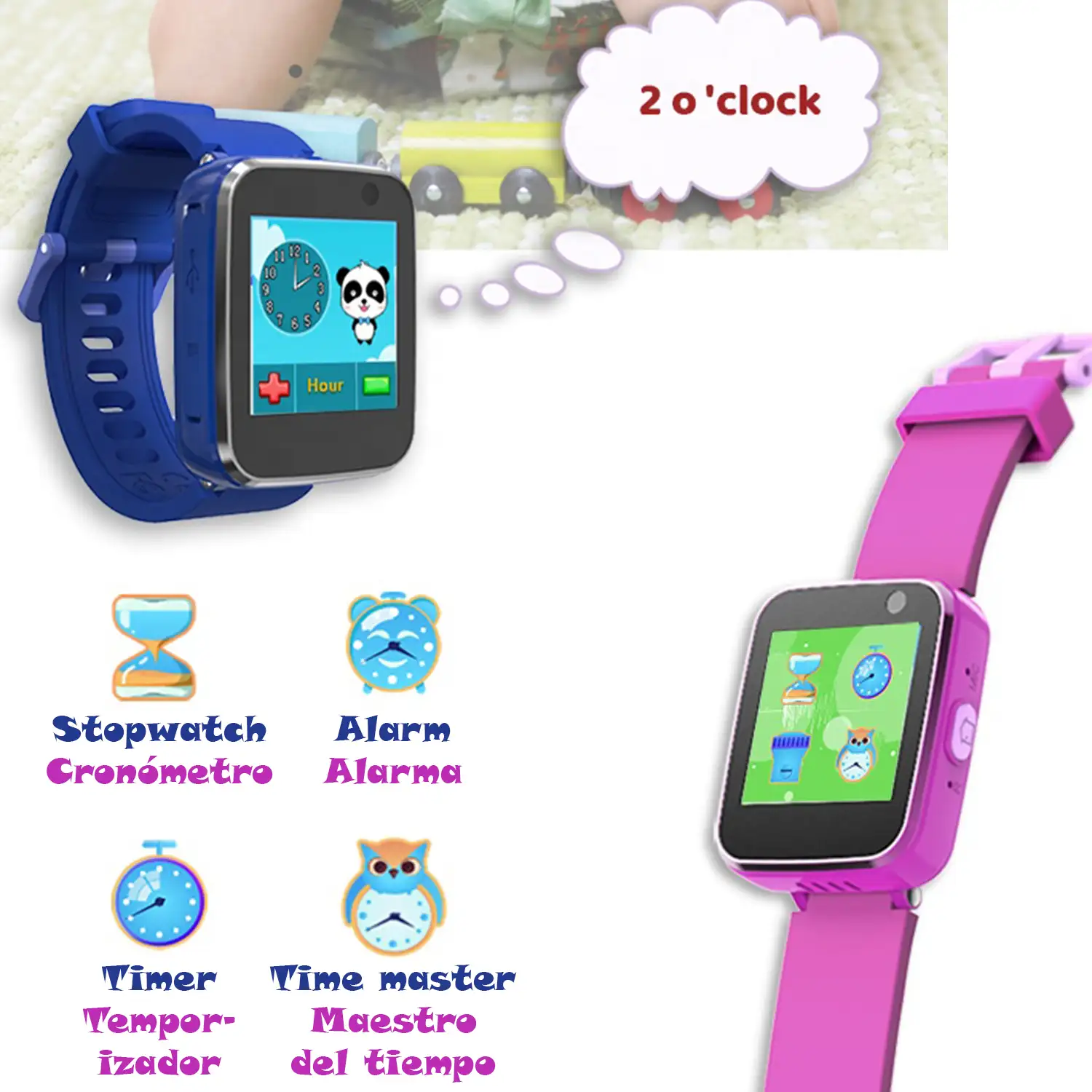 Smartwatch infantil CT5 con cámara de fotos, 5 juegos, grabadora de voz y reproductor de música.