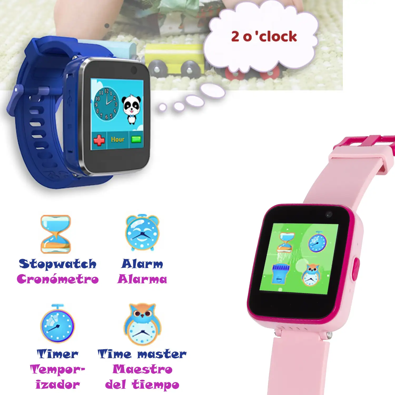 Smartwatch infantil CT5 con cámara de fotos, 5 juegos, grabadora de voz y reproductor de música.